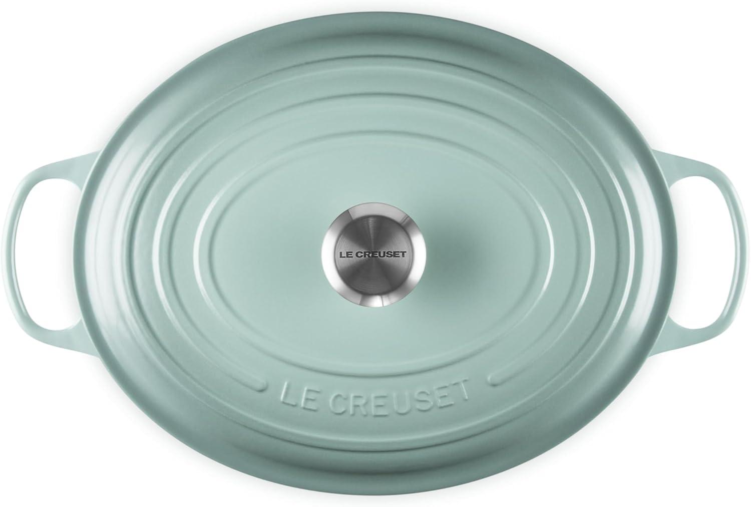 imageLe Creuset Enameled Cast Iron Signature Oval Dutch Oven 95 qt CeriseSea Salt