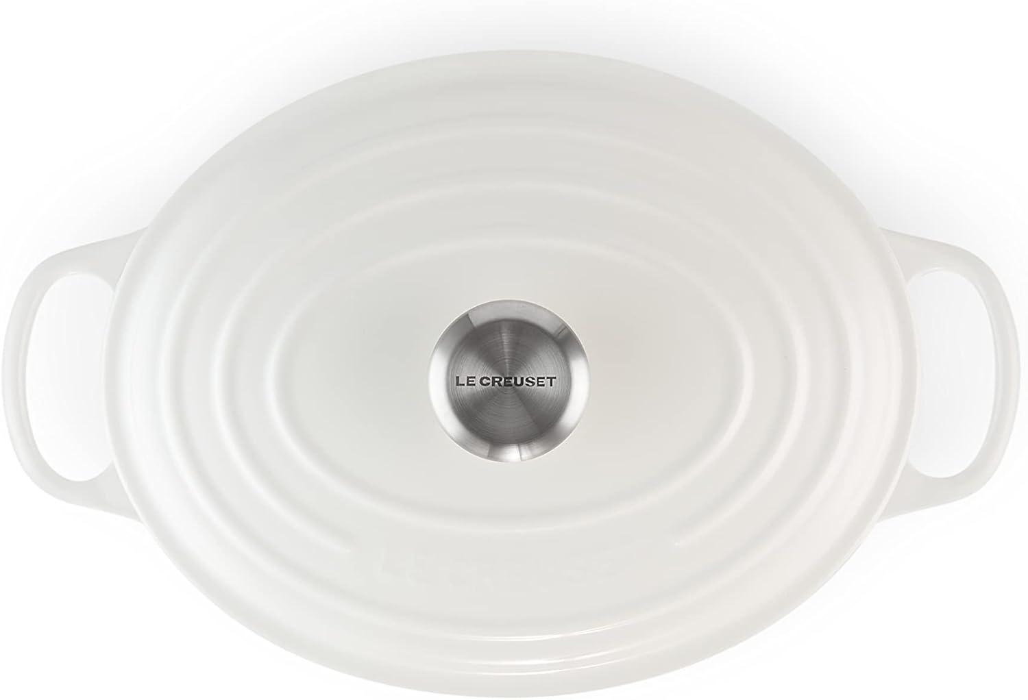 imageLe Creuset Enameled Cast Iron Signature Oval Dutch Oven 95 qt CeriseWhite