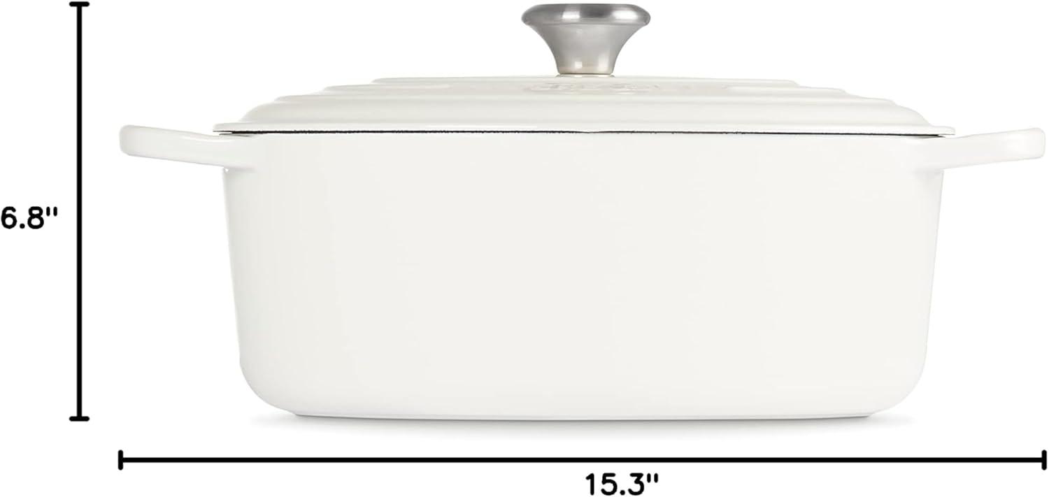 imageLe Creuset Enameled Cast Iron Signature Oval Dutch Oven 95 qt CeriseWhite