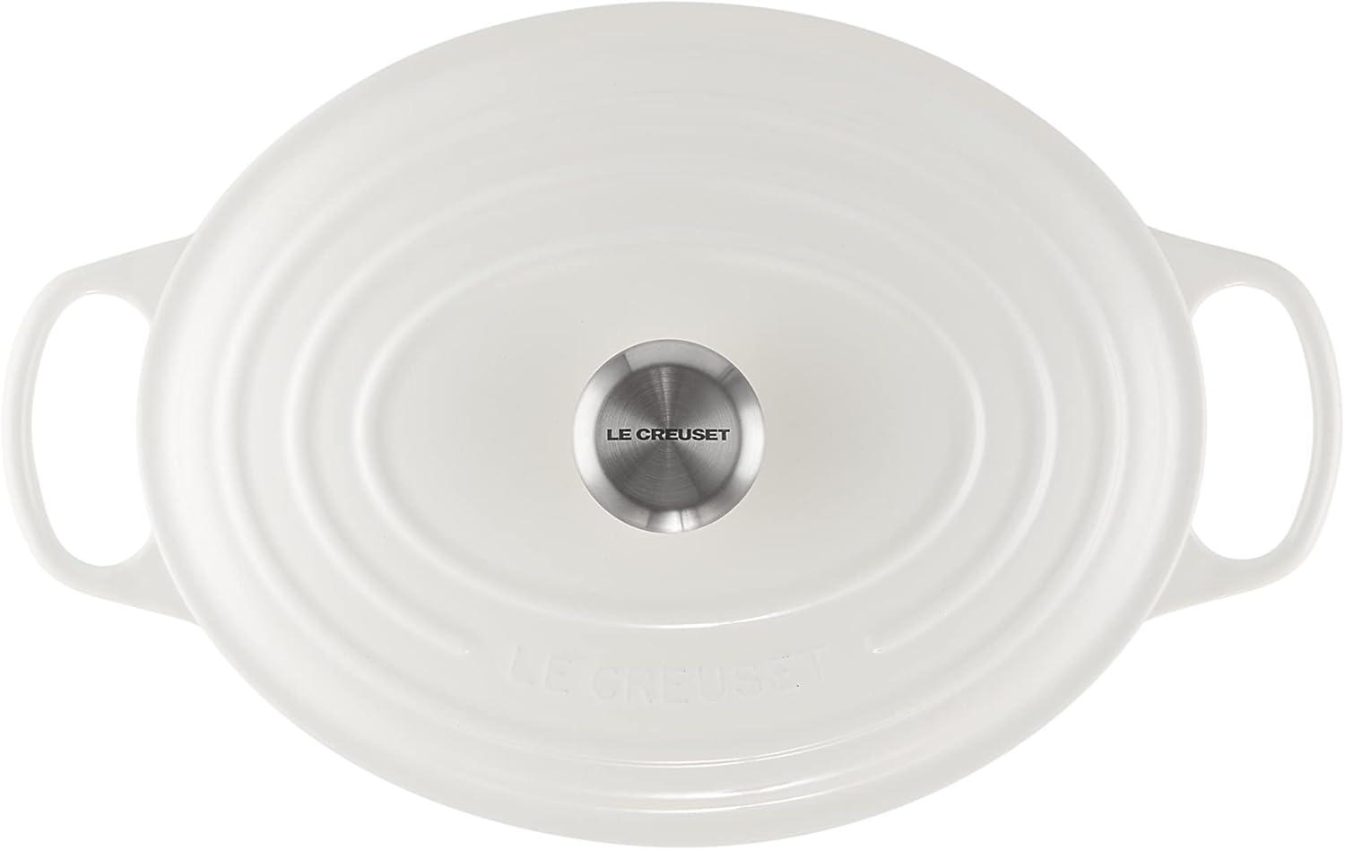 imageLe Creuset Enameled Cast Iron Signature Oval Dutch Oven 95 qt CeriseWhite