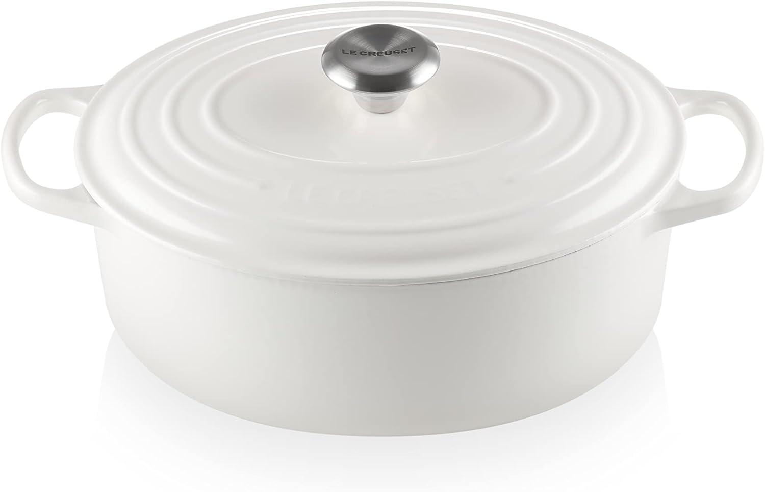 imageLe Creuset Enameled Cast Iron Signature Oval Dutch Oven 95 qt CeriseWhite