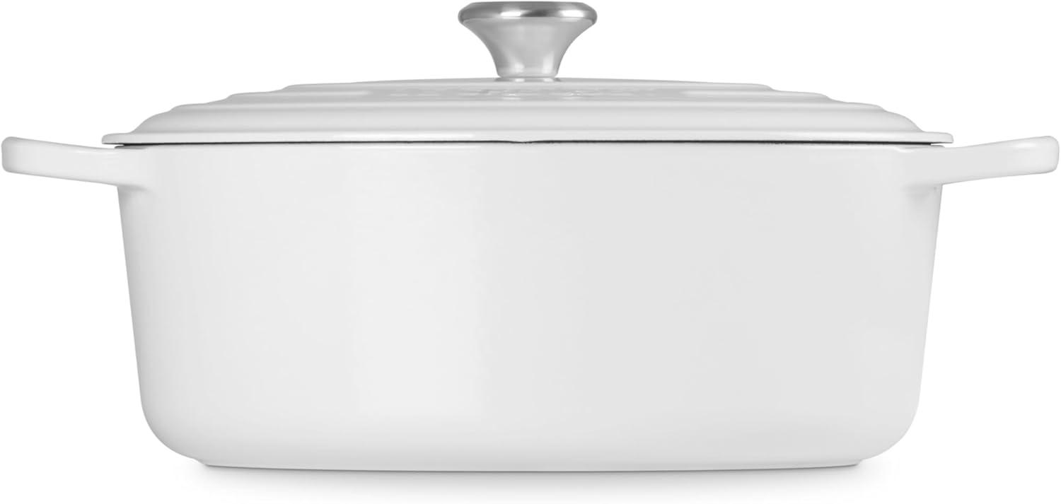 imageLe Creuset Enameled Cast Iron Signature Oval Dutch Oven 95 qt CeriseWhite
