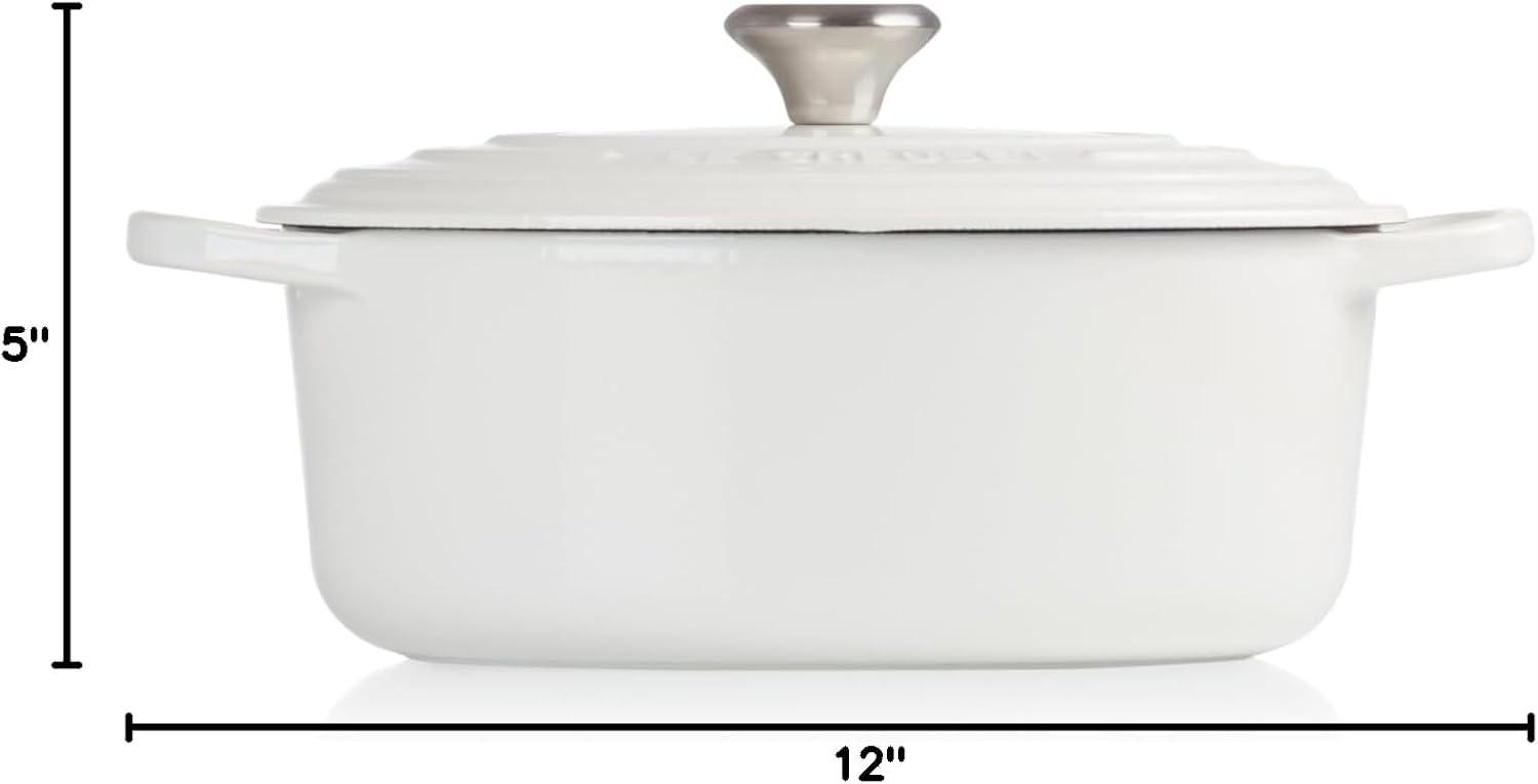 imageLe Creuset Enameled Cast Iron Signature Oval Dutch Oven 95 qt CeriseWhite