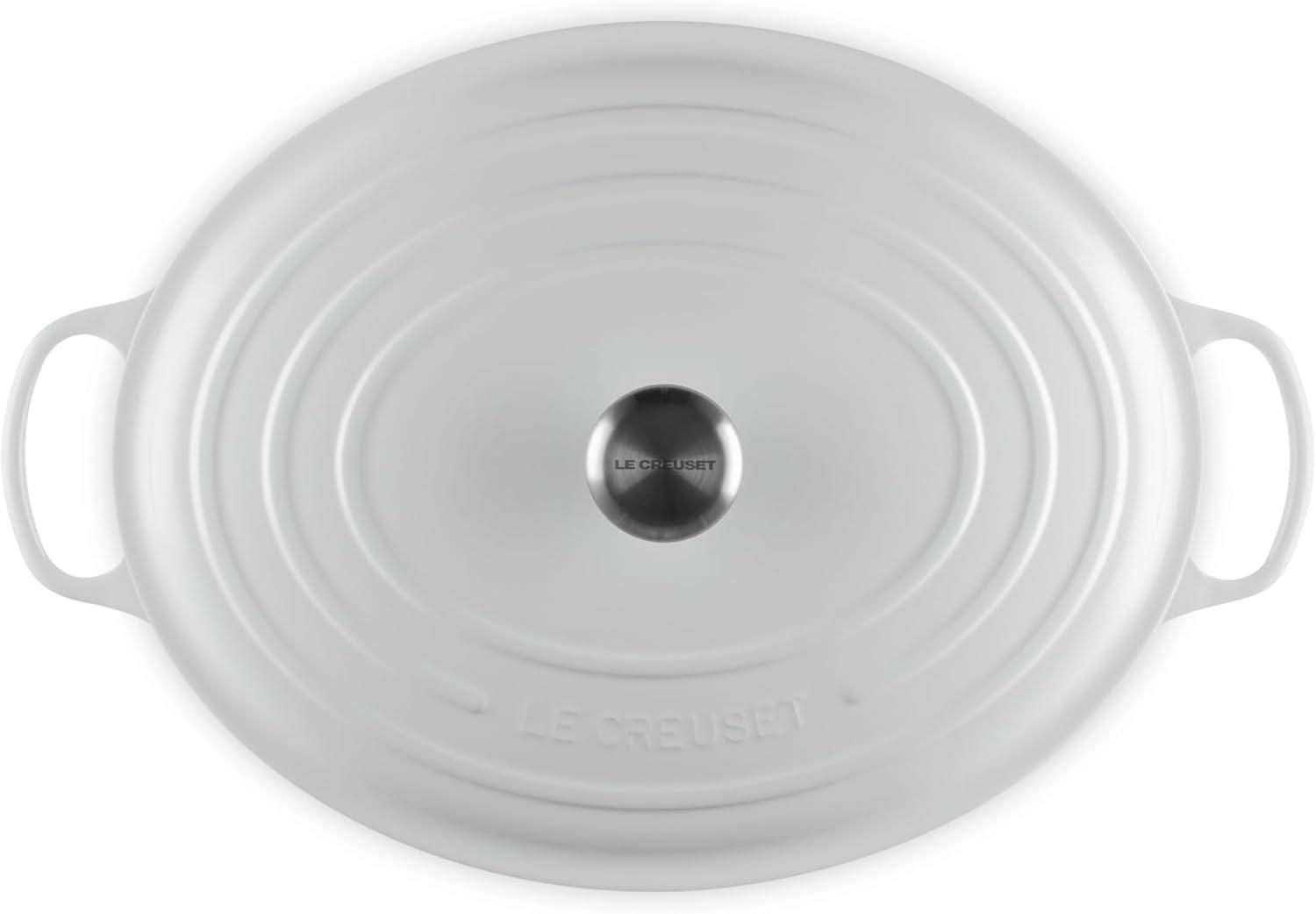 imageLe Creuset Enameled Cast Iron Signature Oval Dutch Oven 95 qt CeriseWhite