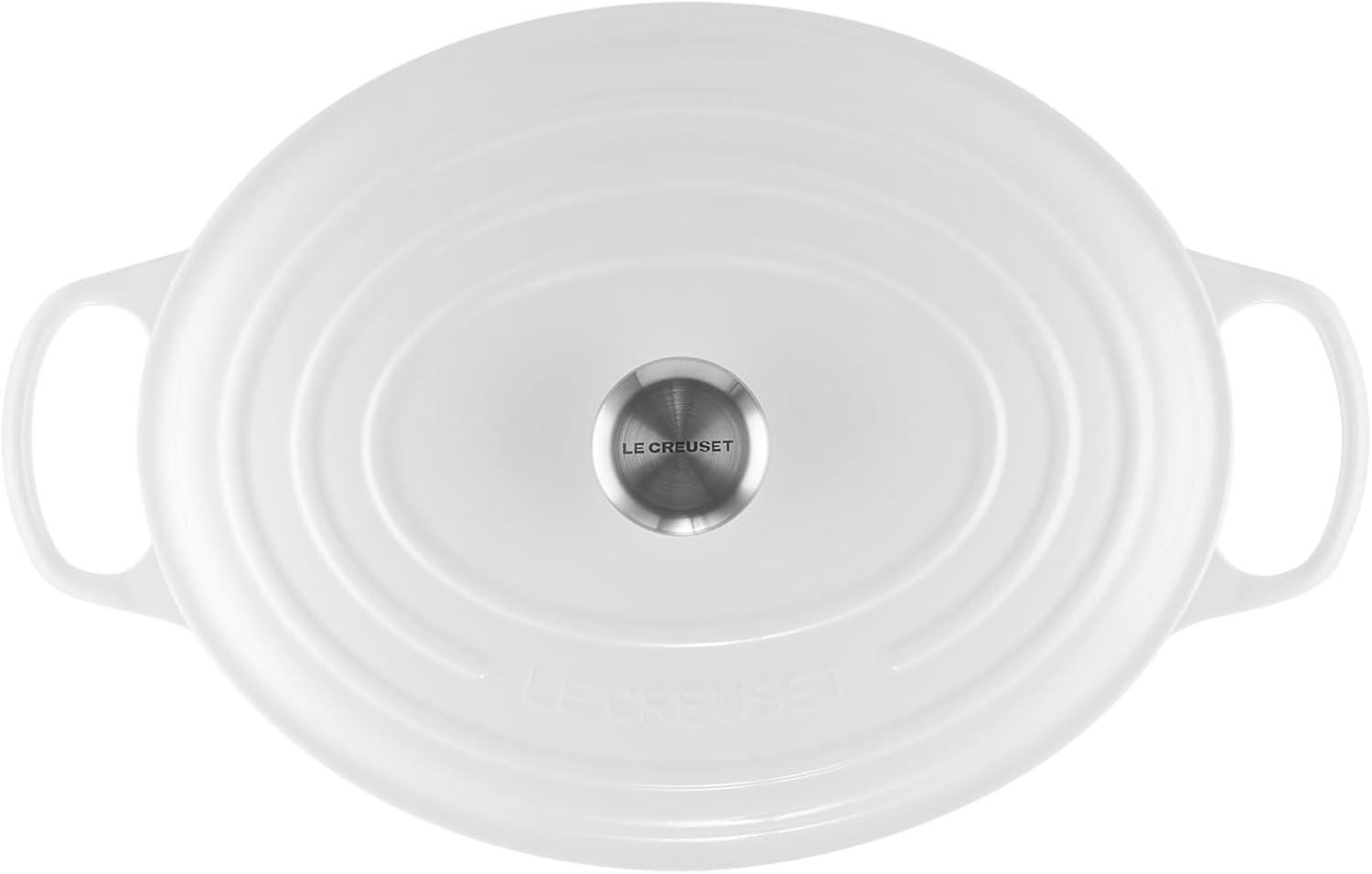 imageLe Creuset Enameled Cast Iron Signature Oval Dutch Oven 95 qt CeriseWhite