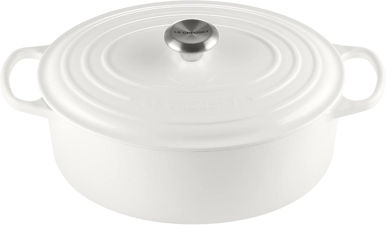 imageLe Creuset Enameled Cast Iron Signature Oval Dutch Oven 95 qt CeriseWhite