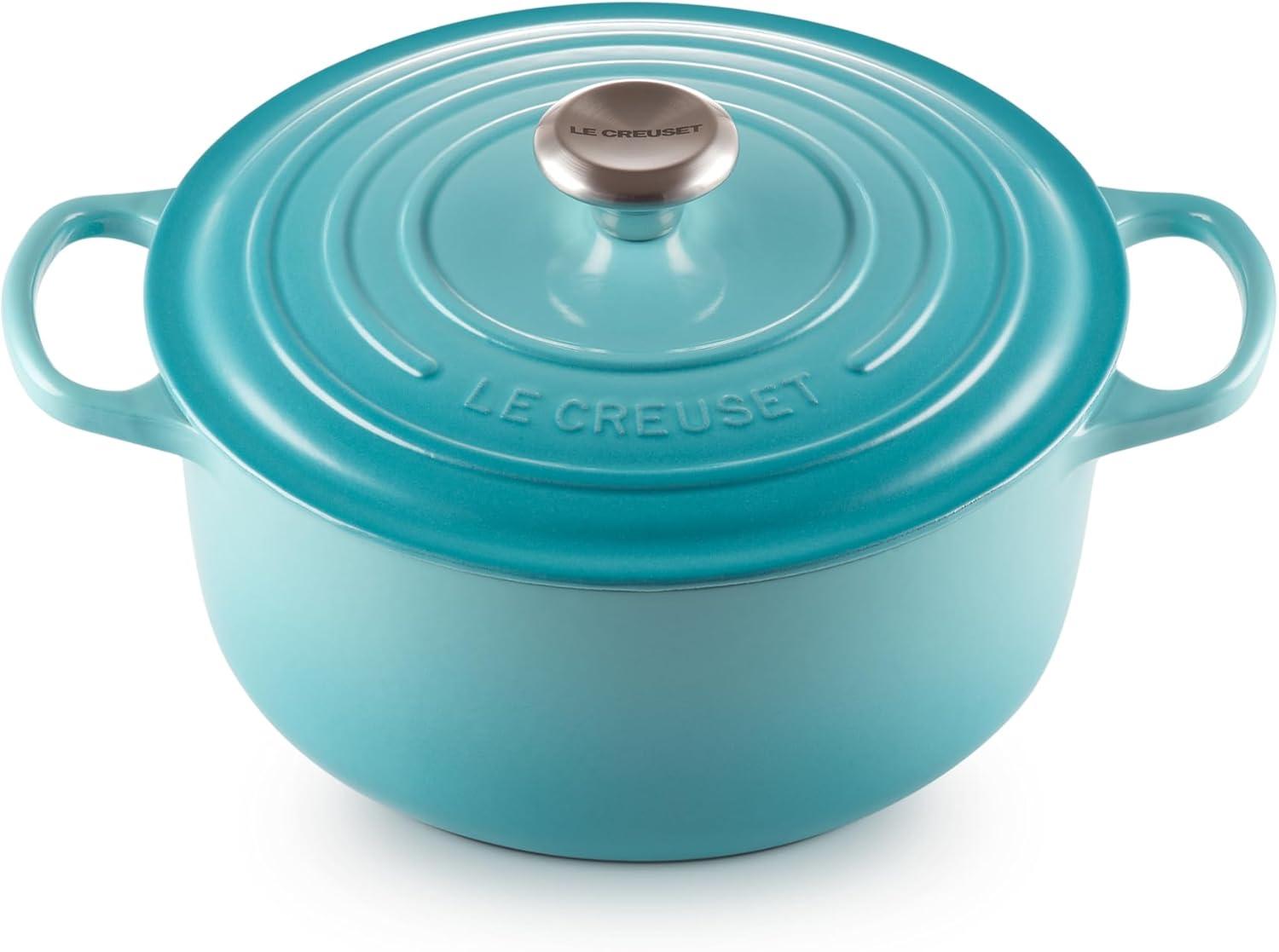 imageLe Creuset Enameled Cast Iron Signature Round Dutch Oven 725 qt Sea SaltCaribbean