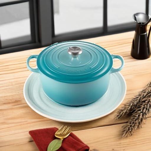 imageLe Creuset Enameled Cast Iron Signature Round Dutch Oven 725 qt Sea SaltCaribbean