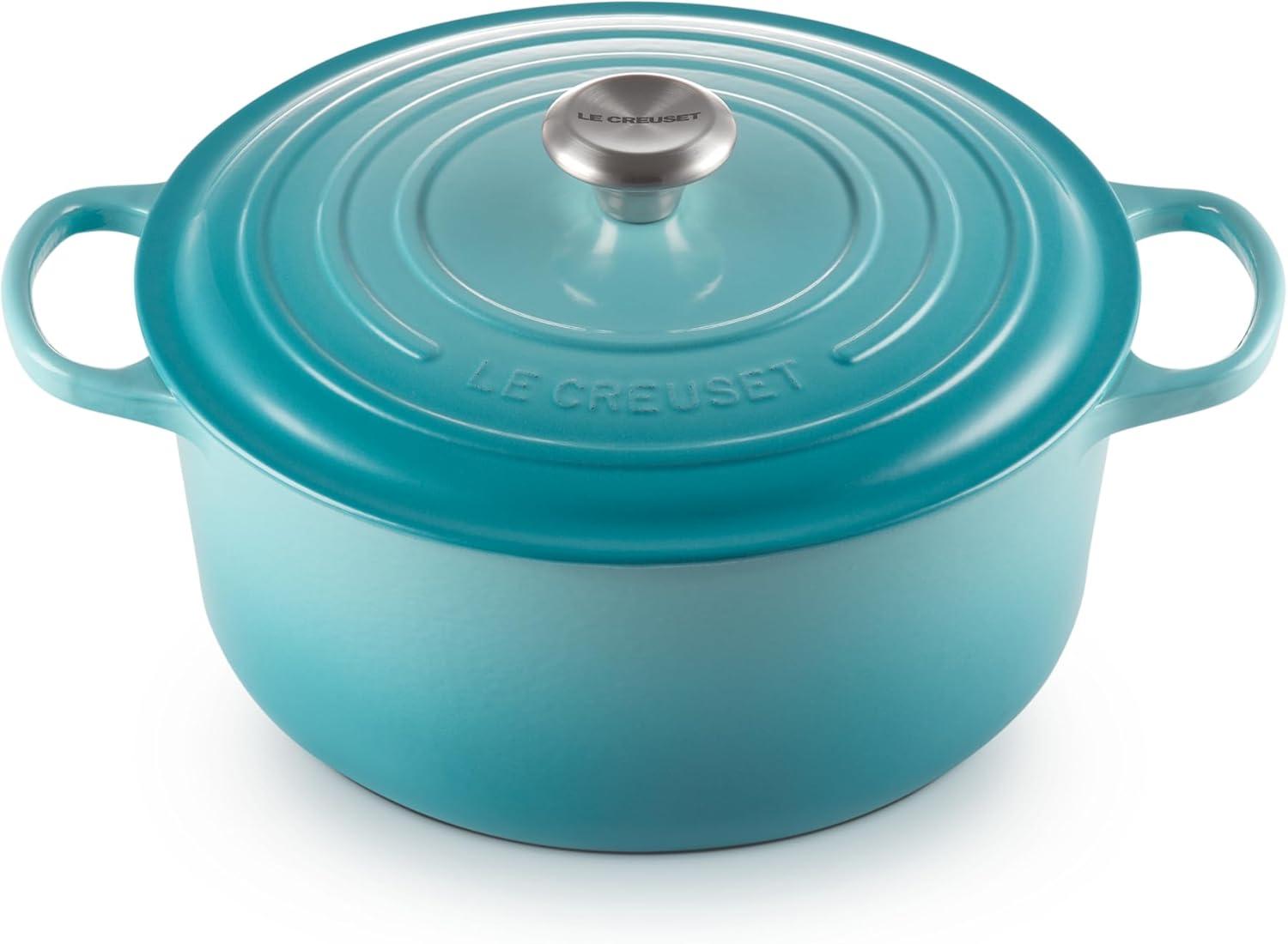 imageLe Creuset Enameled Cast Iron Signature Round Dutch Oven 725 qt Sea SaltCaribbean