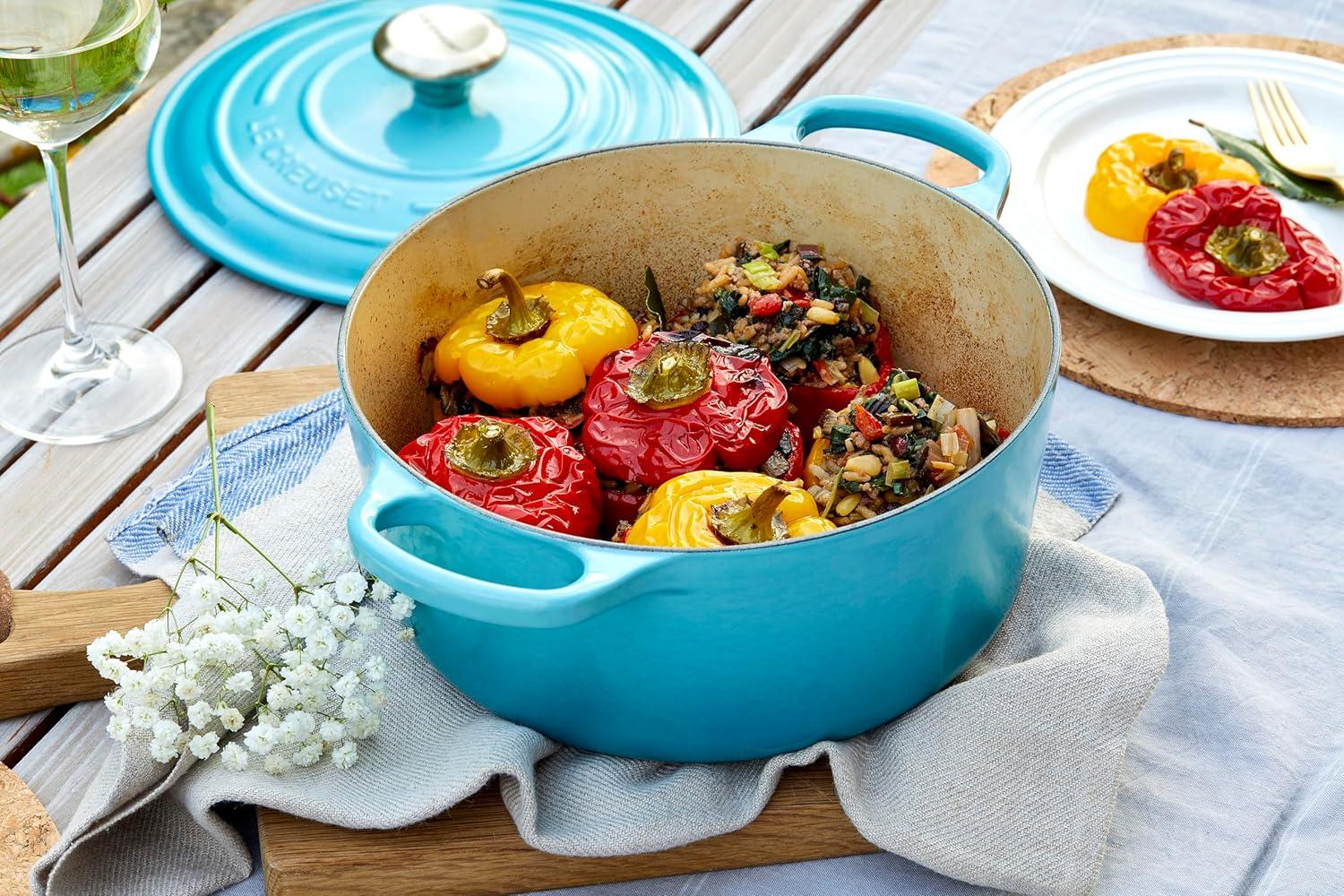 imageLe Creuset Enameled Cast Iron Signature Round Dutch Oven 725 qt Sea SaltCaribbean