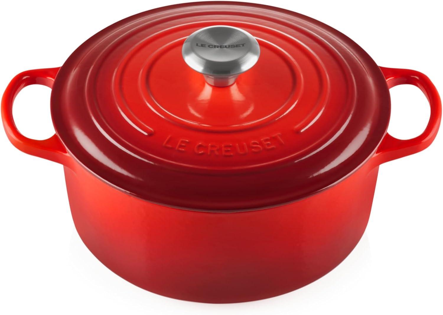 imageLe Creuset Enameled Cast Iron Signature Round Dutch Oven 725 qt Sea SaltCerise