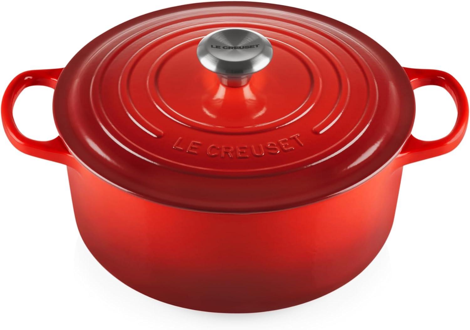 imageLe Creuset Enameled Cast Iron Signature Round Dutch Oven 725 qt Sea SaltCerise