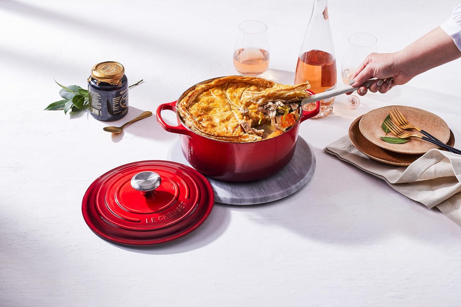 imageLe Creuset Enameled Cast Iron Signature Round Dutch Oven 725 qt Sea SaltCerise
