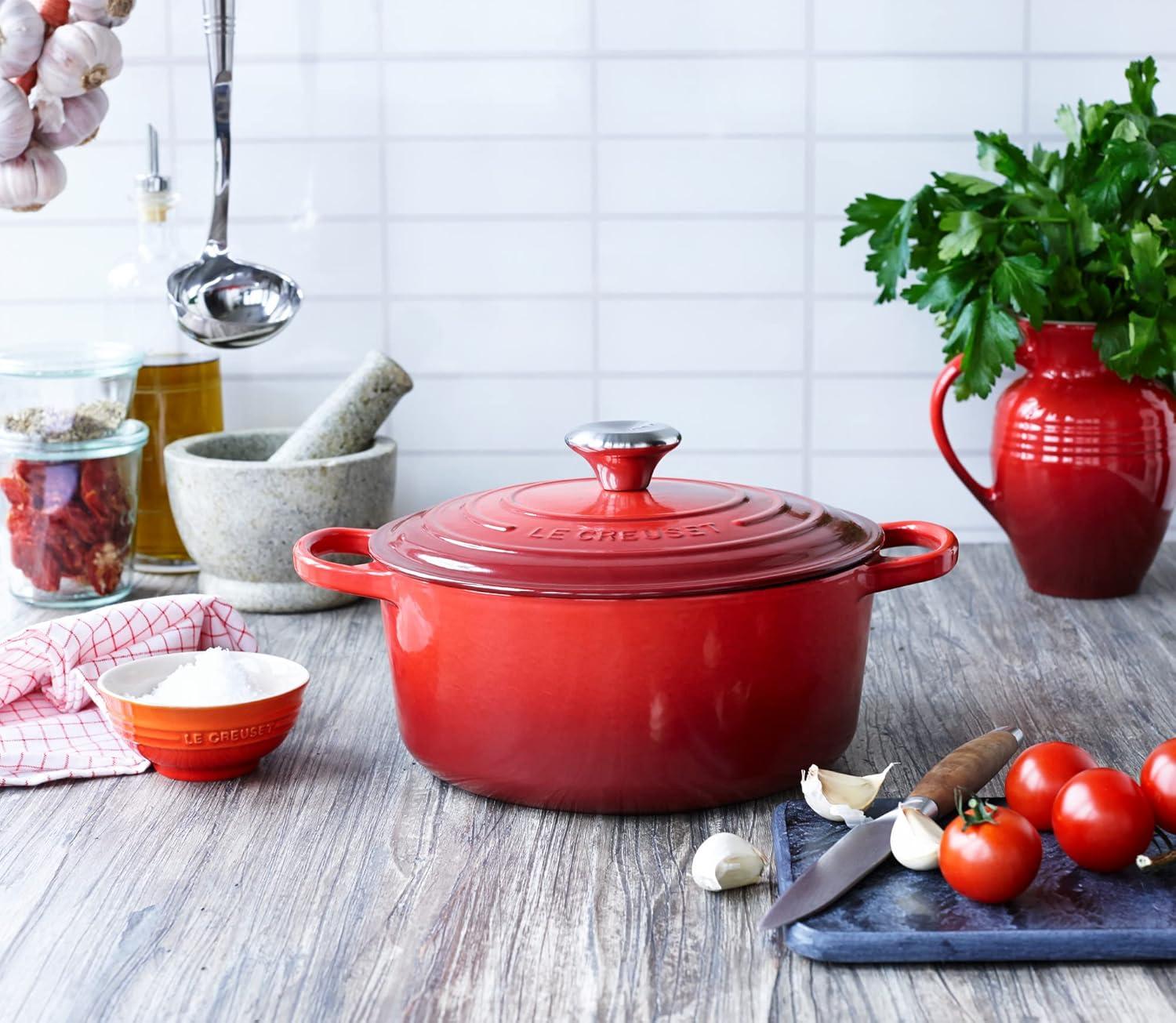 imageLe Creuset Enameled Cast Iron Signature Round Dutch Oven 725 qt Sea SaltCerise
