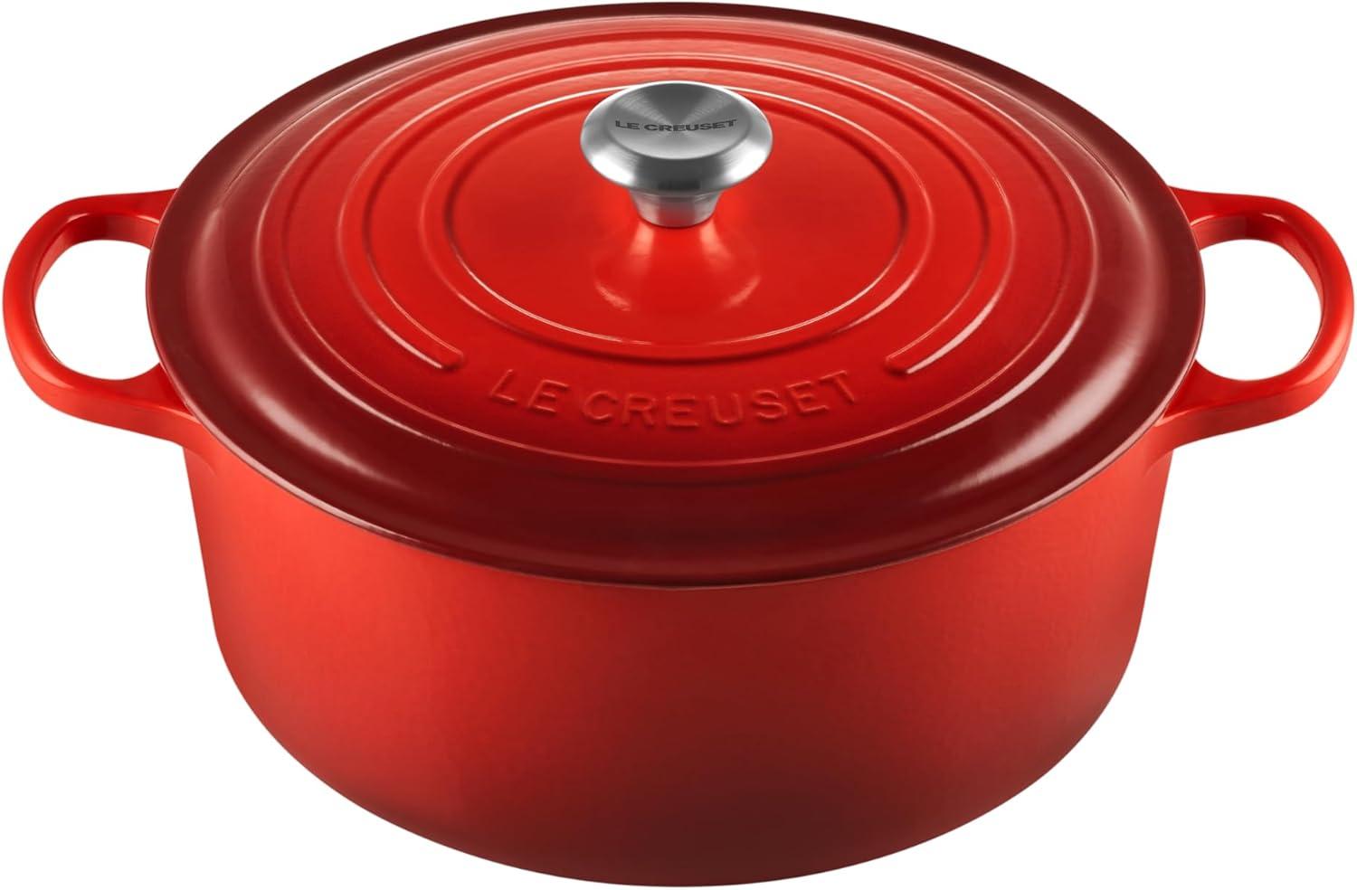 imageLe Creuset Enameled Cast Iron Signature Round Dutch Oven 725 qt Sea SaltCerise