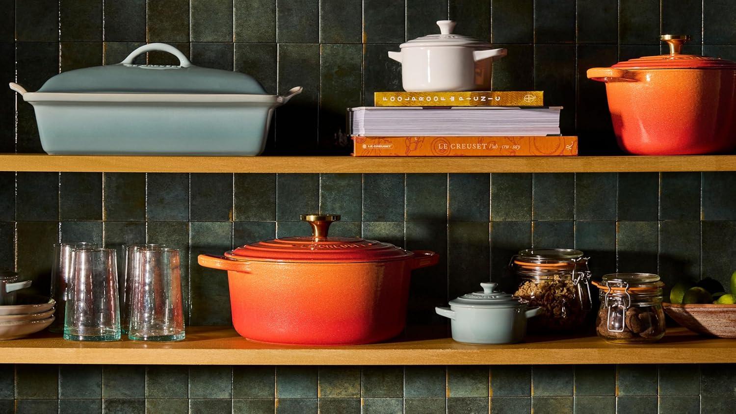 imageLe Creuset Enameled Cast Iron Signature Round Dutch Oven 725 qt Sea SaltFlamme Doree