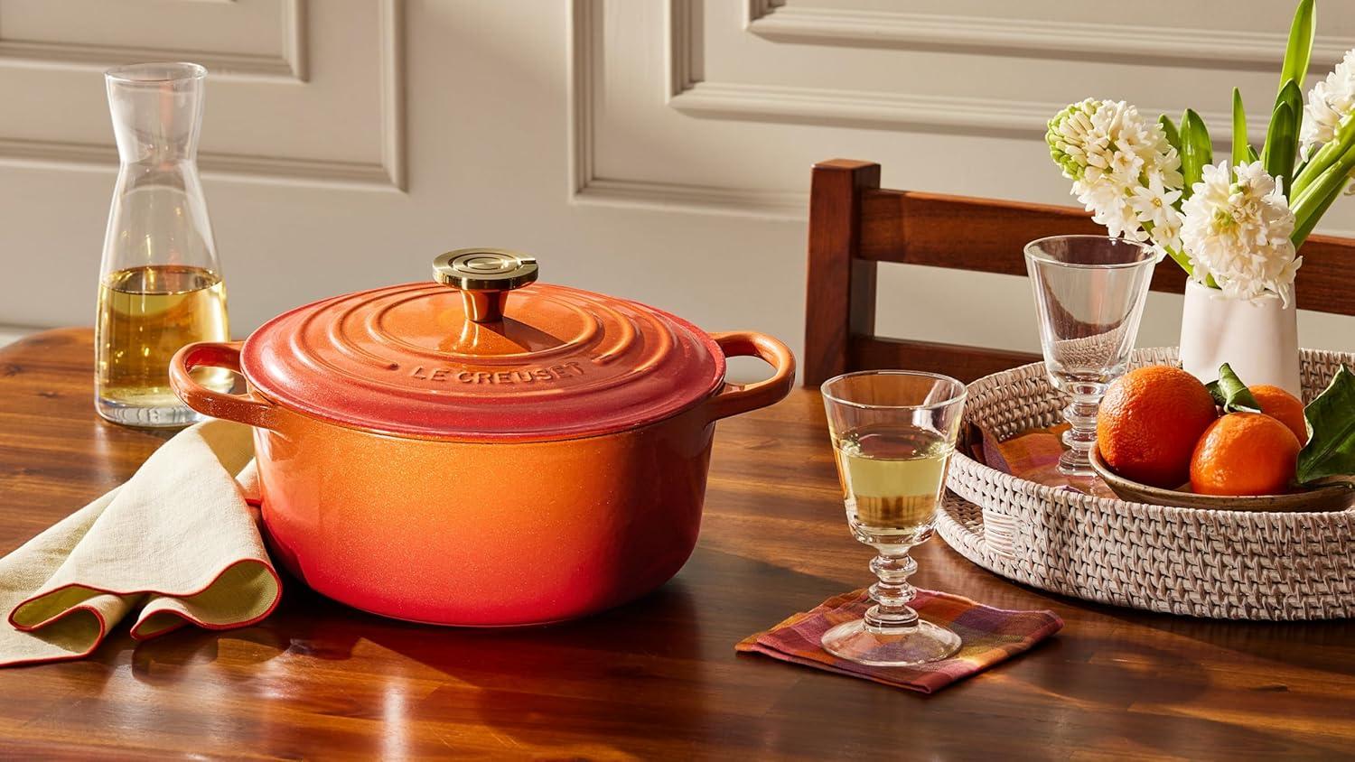 imageLe Creuset Enameled Cast Iron Signature Round Dutch Oven 725 qt Sea SaltFlamme Doree