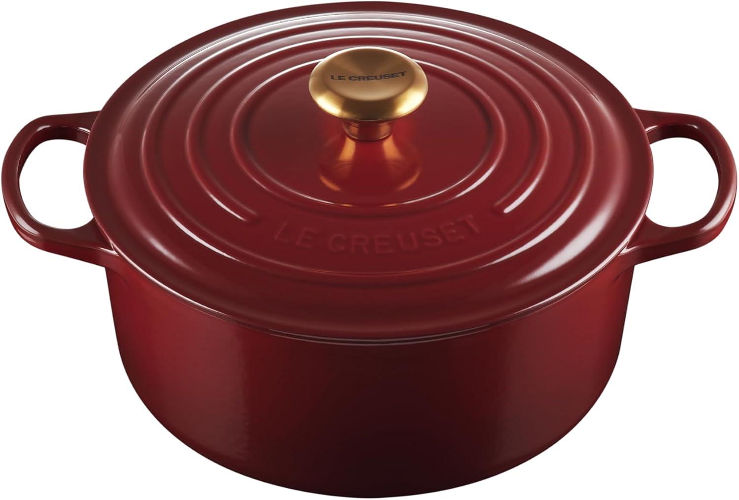 imageLe Creuset Enameled Cast Iron Signature Round Dutch Oven 725 qt Sea SaltGarnet