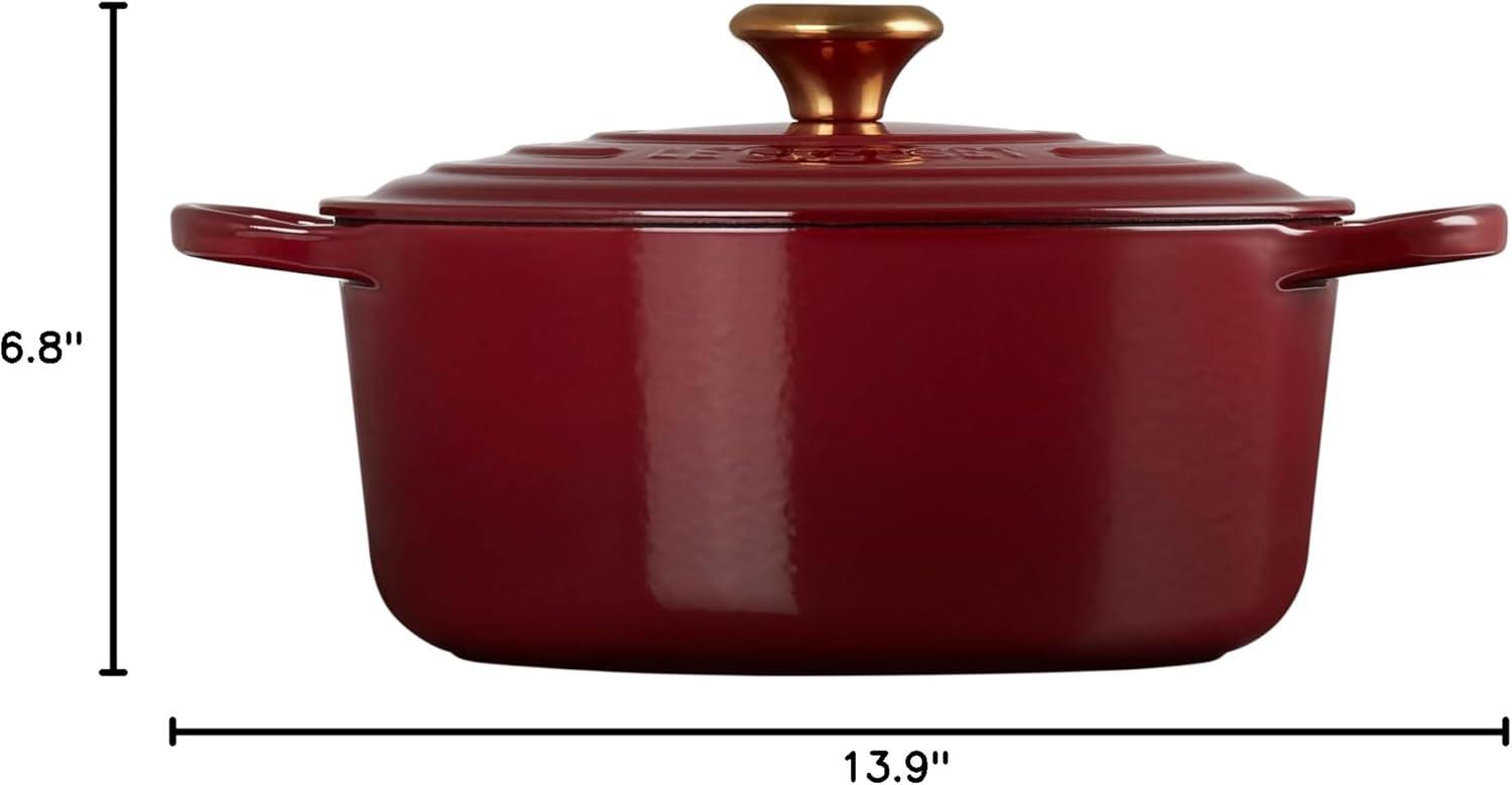 imageLe Creuset Enameled Cast Iron Signature Round Dutch Oven 725 qt Sea SaltGarnet