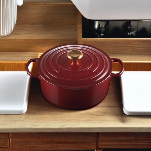 imageLe Creuset Enameled Cast Iron Signature Round Dutch Oven 725 qt Sea SaltGarnet