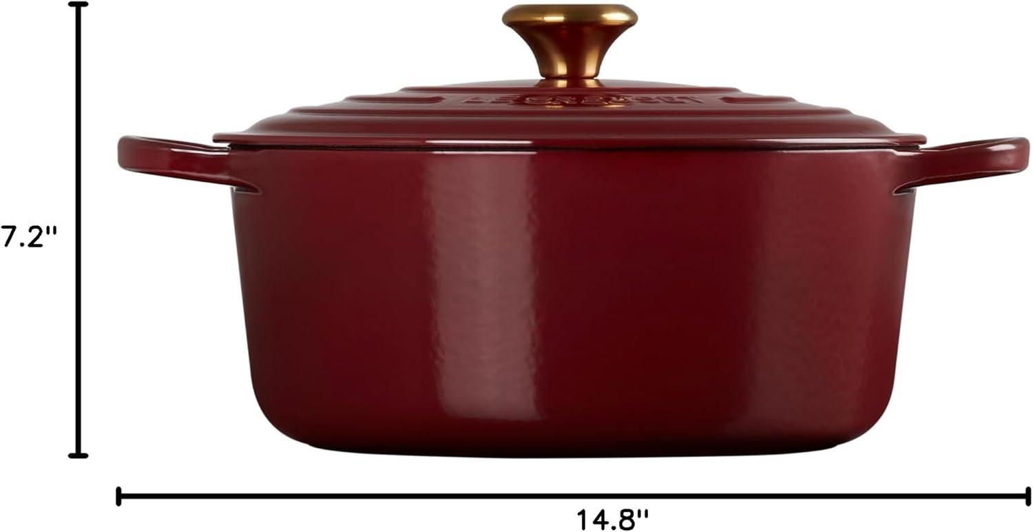 imageLe Creuset Enameled Cast Iron Signature Round Dutch Oven 725 qt Sea SaltGarnet