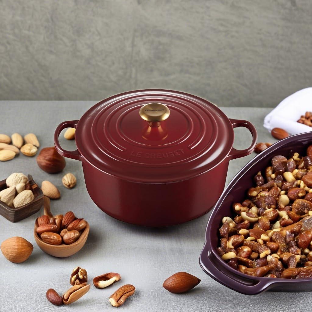 imageLe Creuset Enameled Cast Iron Signature Round Dutch Oven 725 qt Sea SaltGarnet