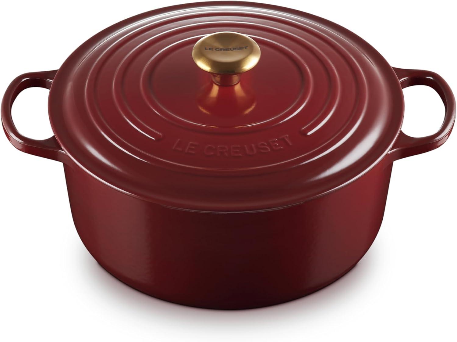 imageLe Creuset Enameled Cast Iron Signature Round Dutch Oven 725 qt Sea SaltGarnet