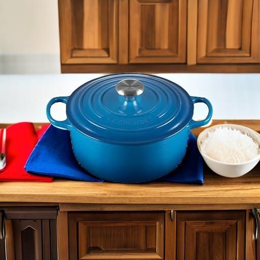 imageLe Creuset Enameled Cast Iron Signature Round Dutch Oven 725 qt Sea SaltMarseille