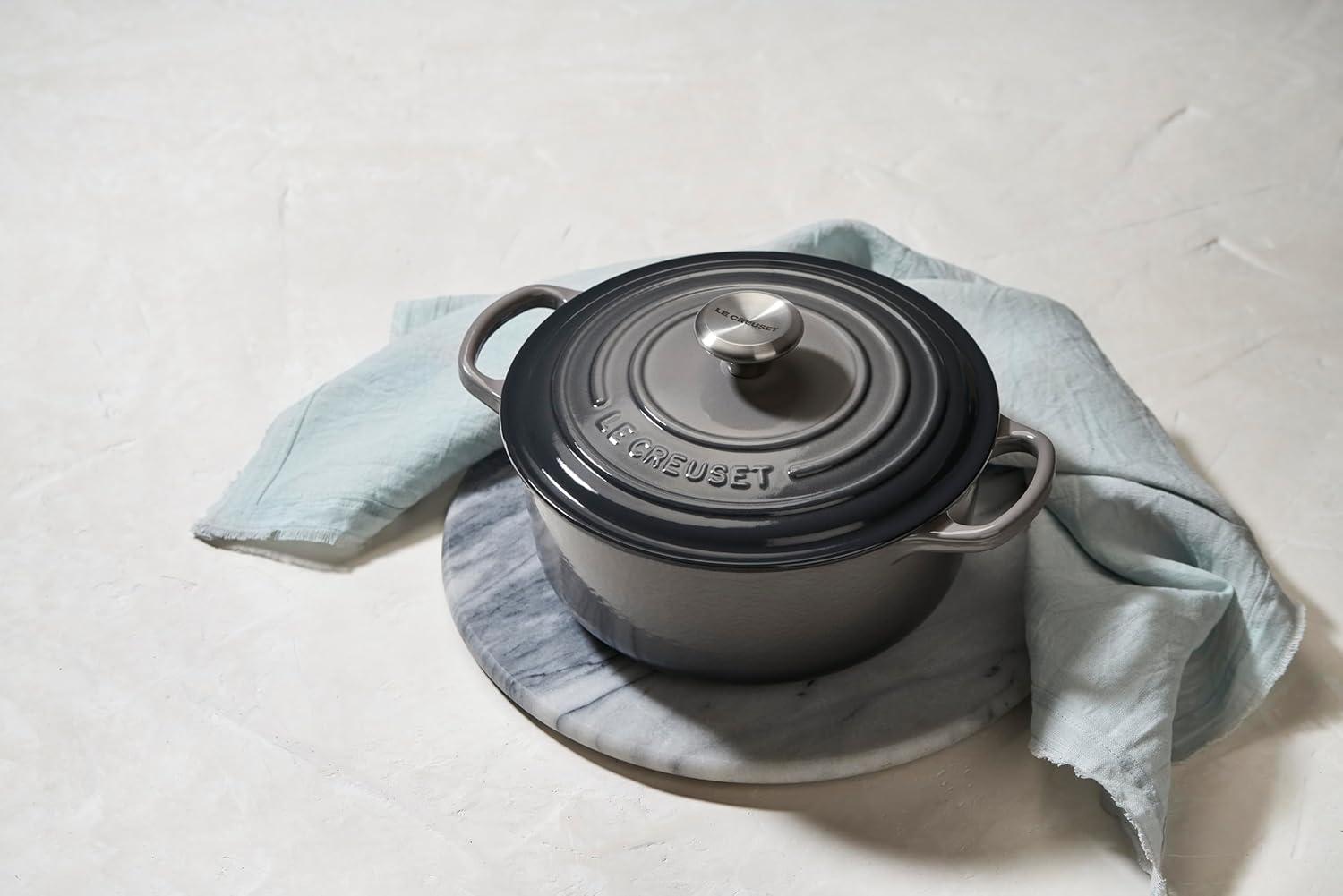 imageLe Creuset Enameled Cast Iron Signature Round Dutch Oven 725 qt Sea SaltOyster