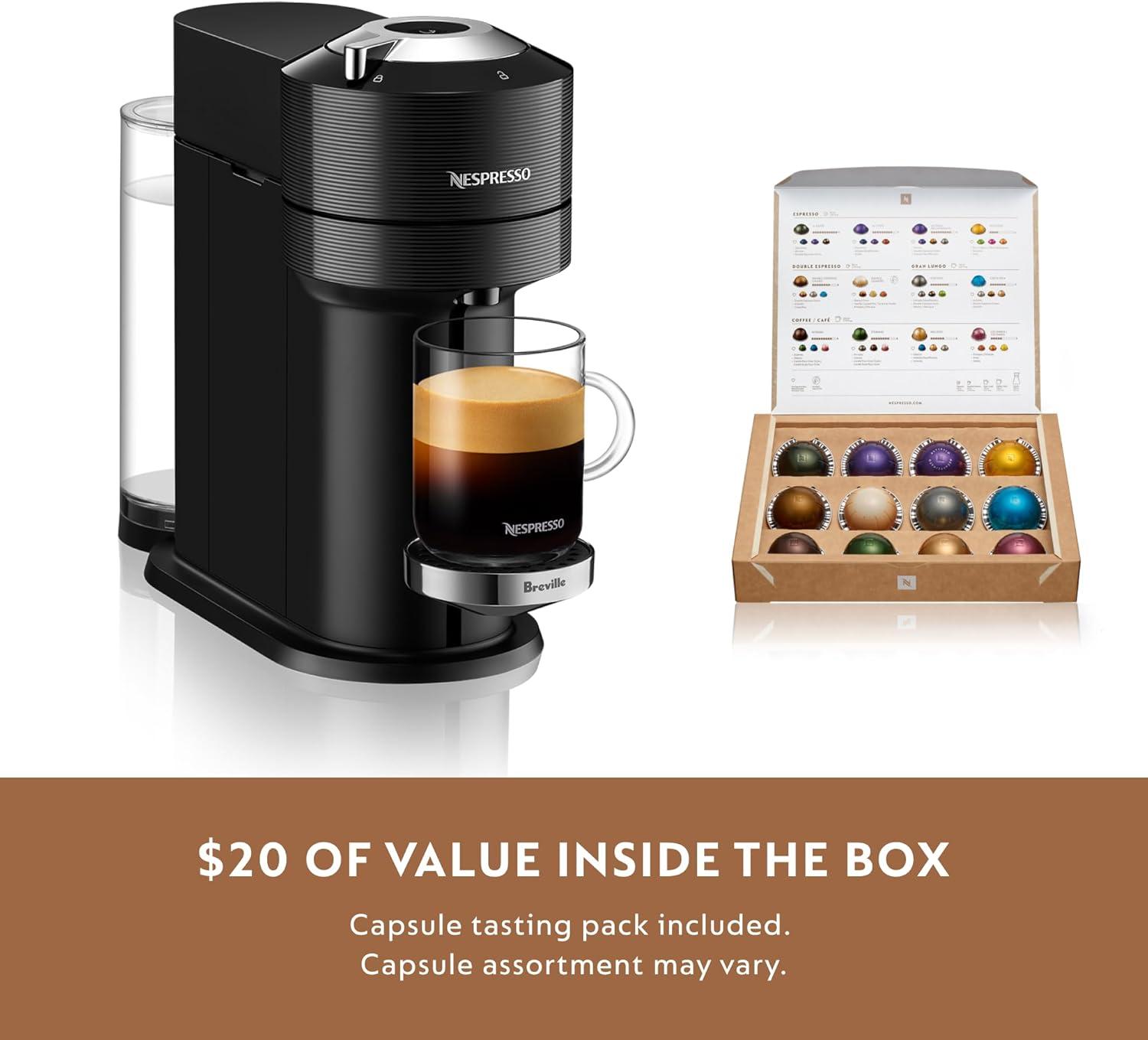 imageNespresso Vertuo Next Deluxe Coffee and Espresso Maker Pure Chrome with Aeroccino Milk Frother11 liter BlackDark ChromeBlack