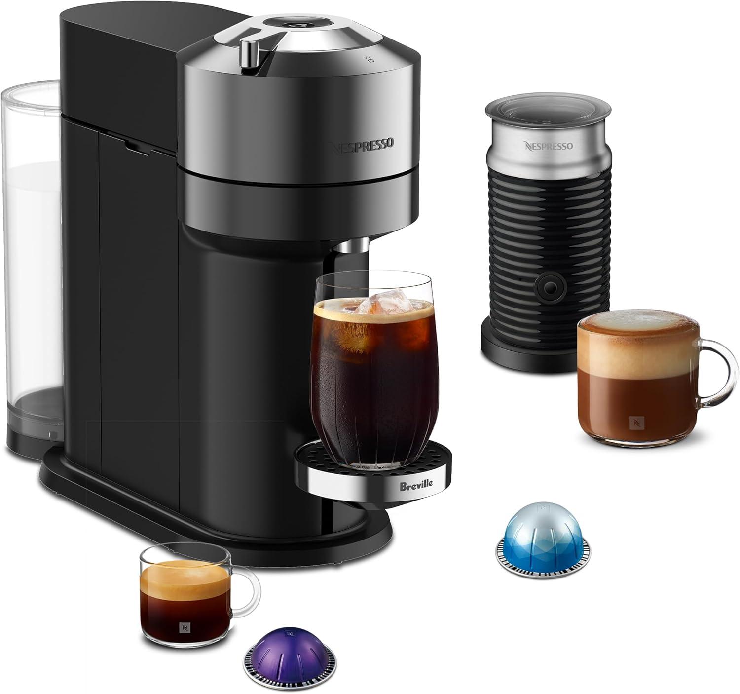 imageNespresso Vertuo Next Deluxe Coffee and Espresso Maker Pure Chrome with Aeroccino Milk Frother11 liter BlackDark ChromeChrome