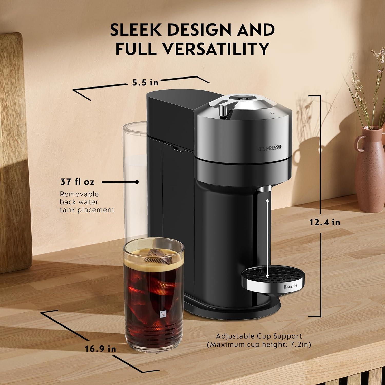 imageNespresso Vertuo Next Deluxe Coffee and Espresso Maker Pure Chrome with Aeroccino Milk Frother11 liter BlackDark ChromeChrome