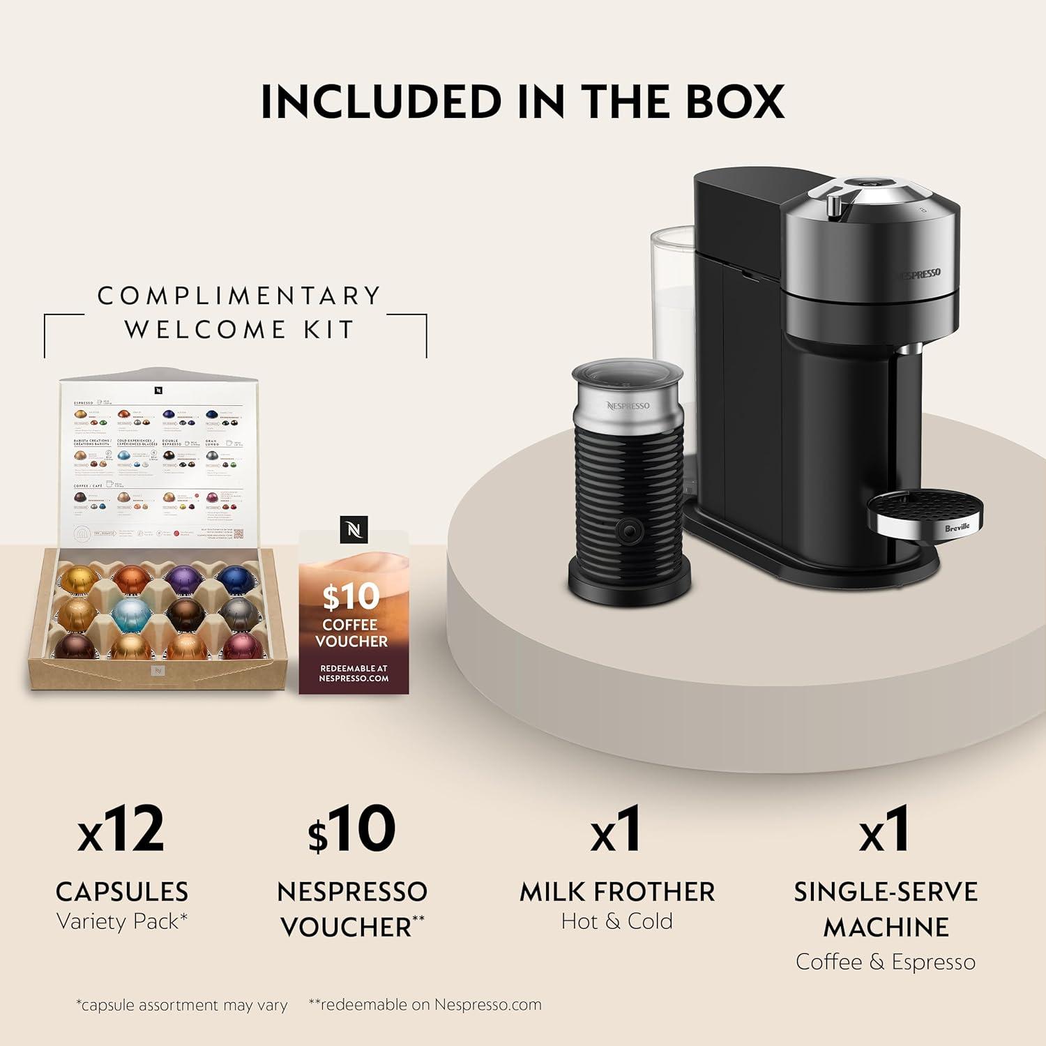 imageNespresso Vertuo Next Deluxe Coffee and Espresso Maker Pure Chrome with Aeroccino Milk Frother11 liter BlackDark ChromeChrome