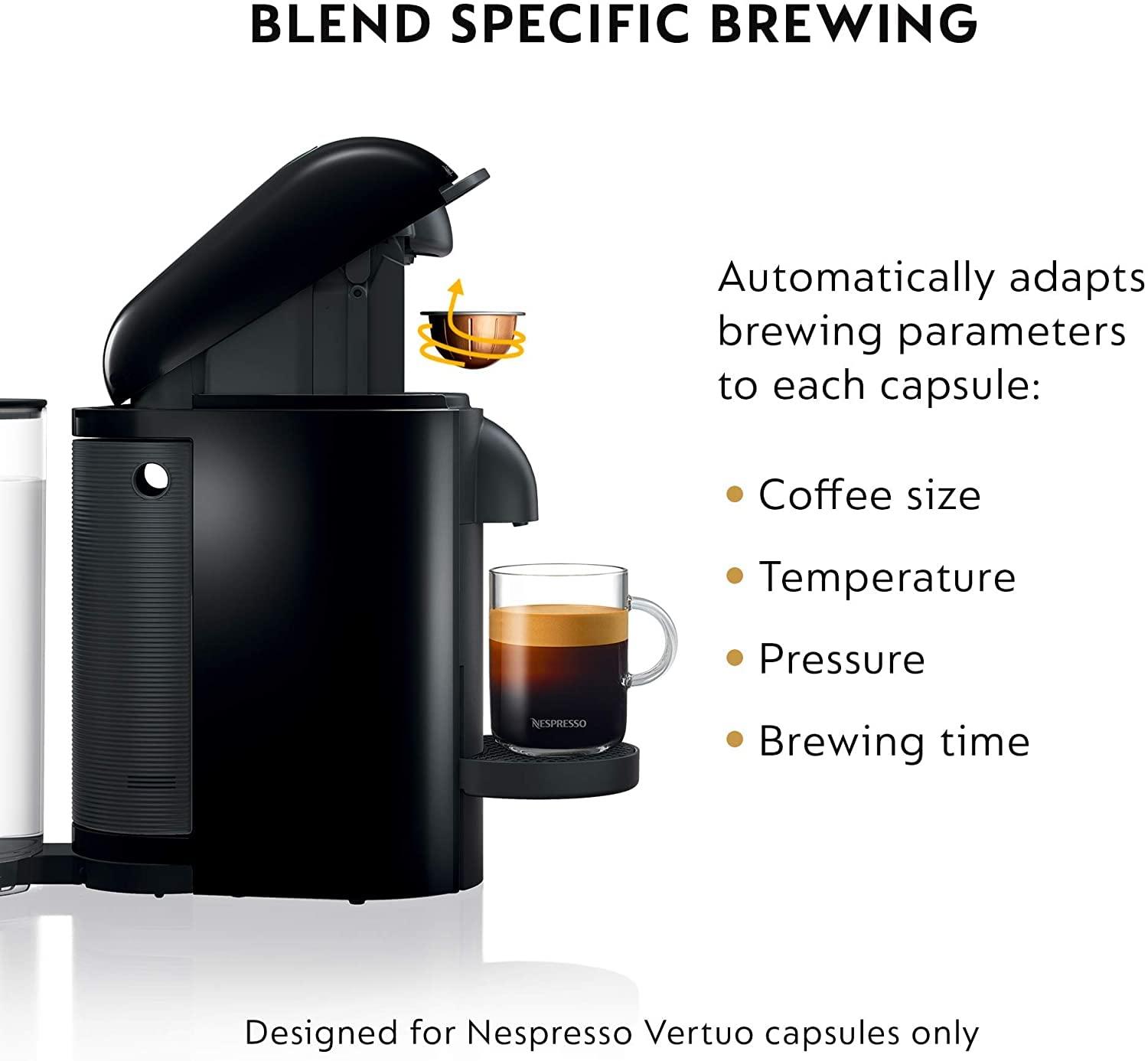 imageNespresso Vertuo Plus Deluxe Coffee and Espresso Maker by Breville Piano Black with Aeroccino Milk FrotherInk Black