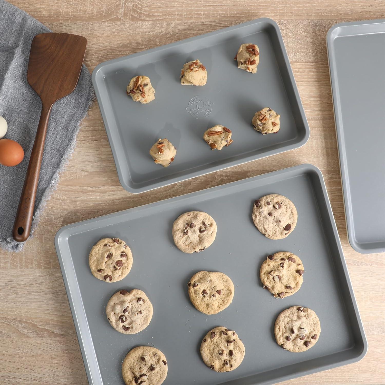 imageSur La Table Kitchen Essentials Bake Sale 15 X 10 Inch PFOA PFAS PTFE Free Nonstick CookieBaking Sheet Linen WhiteLinen White