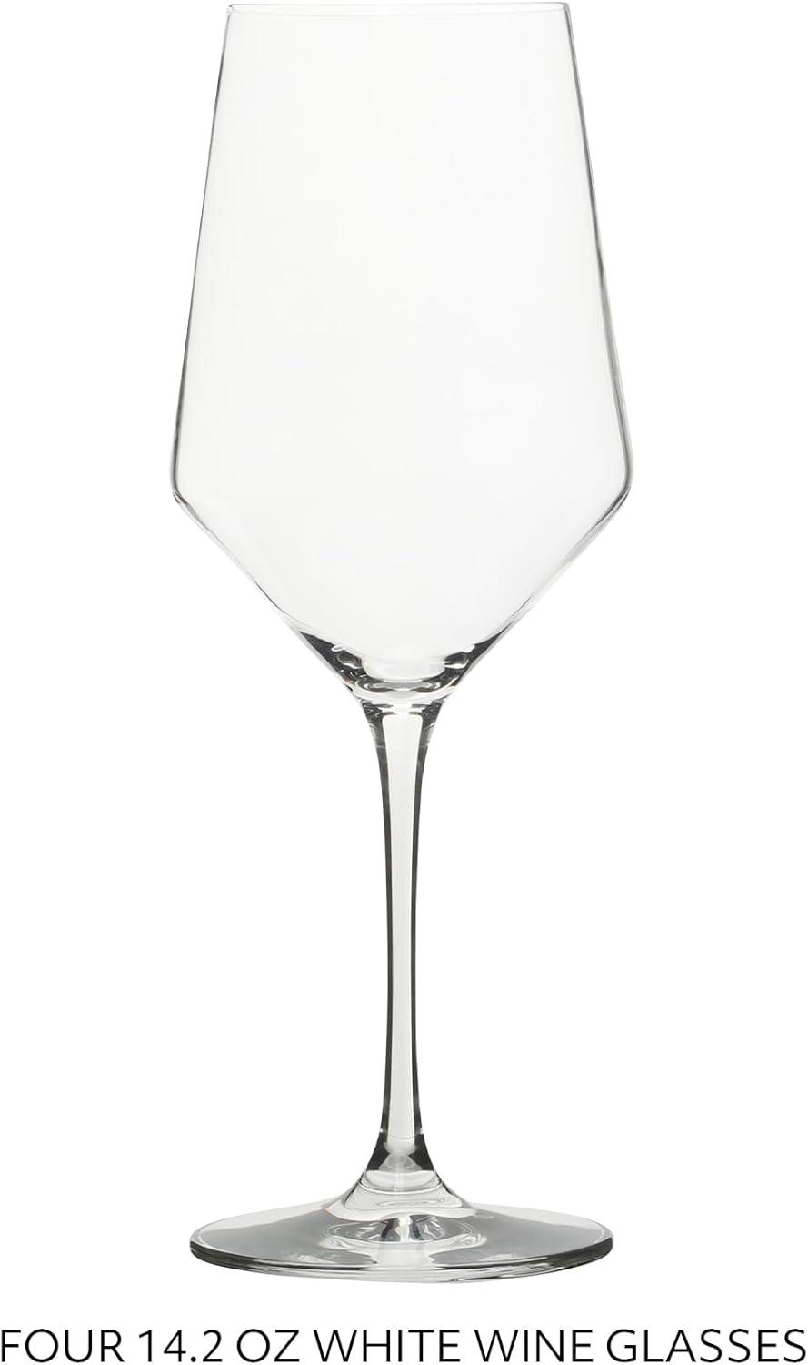 imageSur La Table Kitchen Essentials Vino Breeze Crystal Clear 14 OZ 4 Pack All Purpose White Wine Glass With Modern Curve SilhouetteGlass