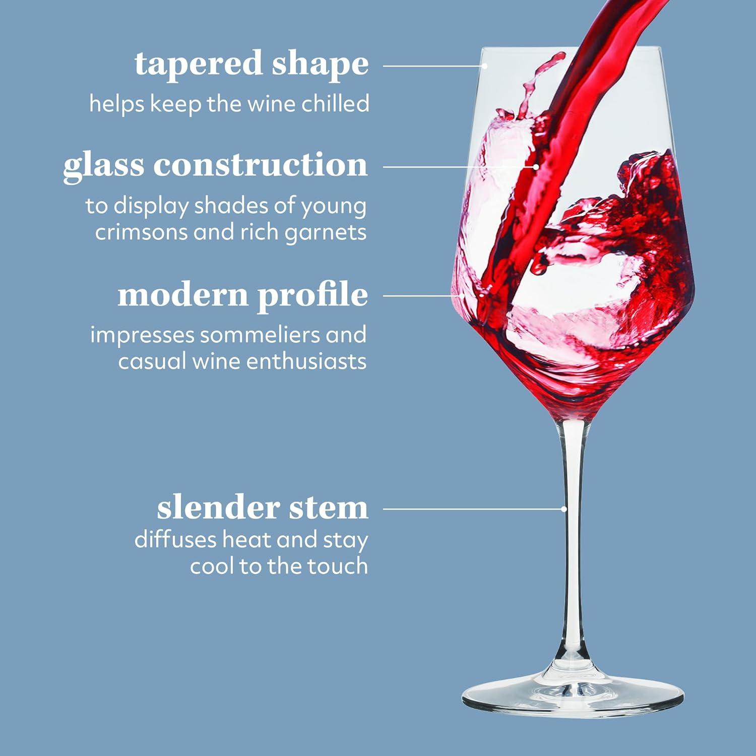 imageSur La Table Kitchen Essentials Vino Breeze Crystal Clear 14 OZ 4 Pack All Purpose White Wine Glass With Modern Curve SilhouetteGlass