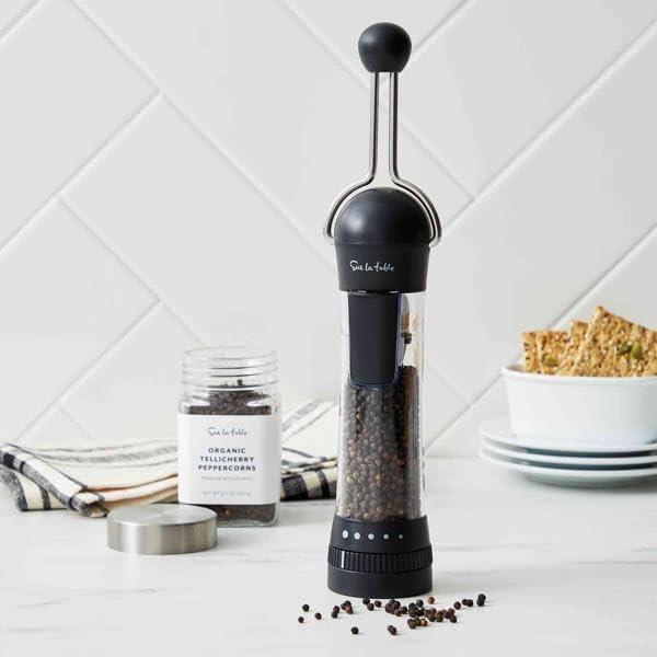 imageSur La Table Spice XL Ratchet Mill Grinder with 5 Adjustable Coarse settings 34 cup Capacity BlackWhite
