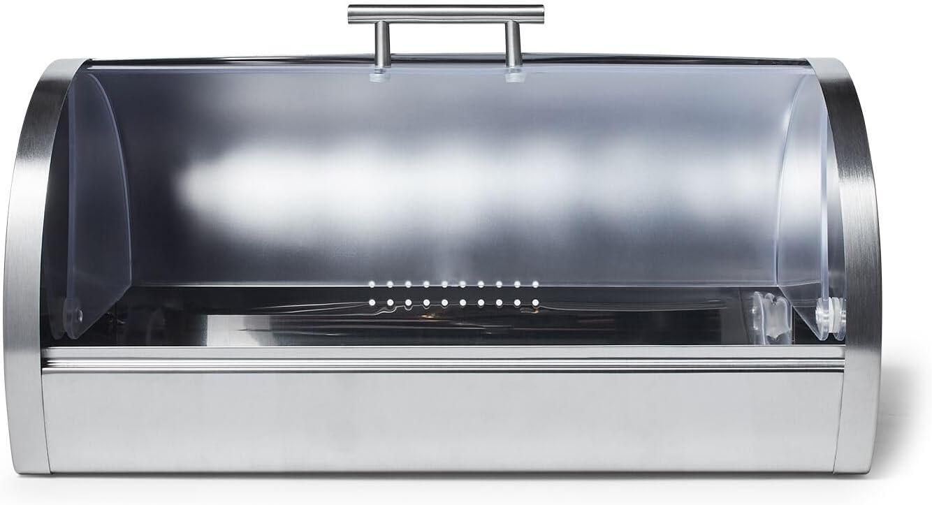 imageSur La Table Stainless Steel Bread Box 148 Countertop Holder for Loaves Bagels Cookies amp Baked Goods Sleek Storage with Lid Durable amp Easy to Clean