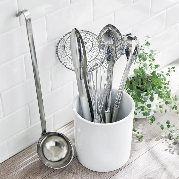 imageSur La Table White Porcelain Utensil Crock Countertop Holder for Cooking Tools Classic Kitchen Organizer Dishwasher Minimalist Design Matches Any Decor
