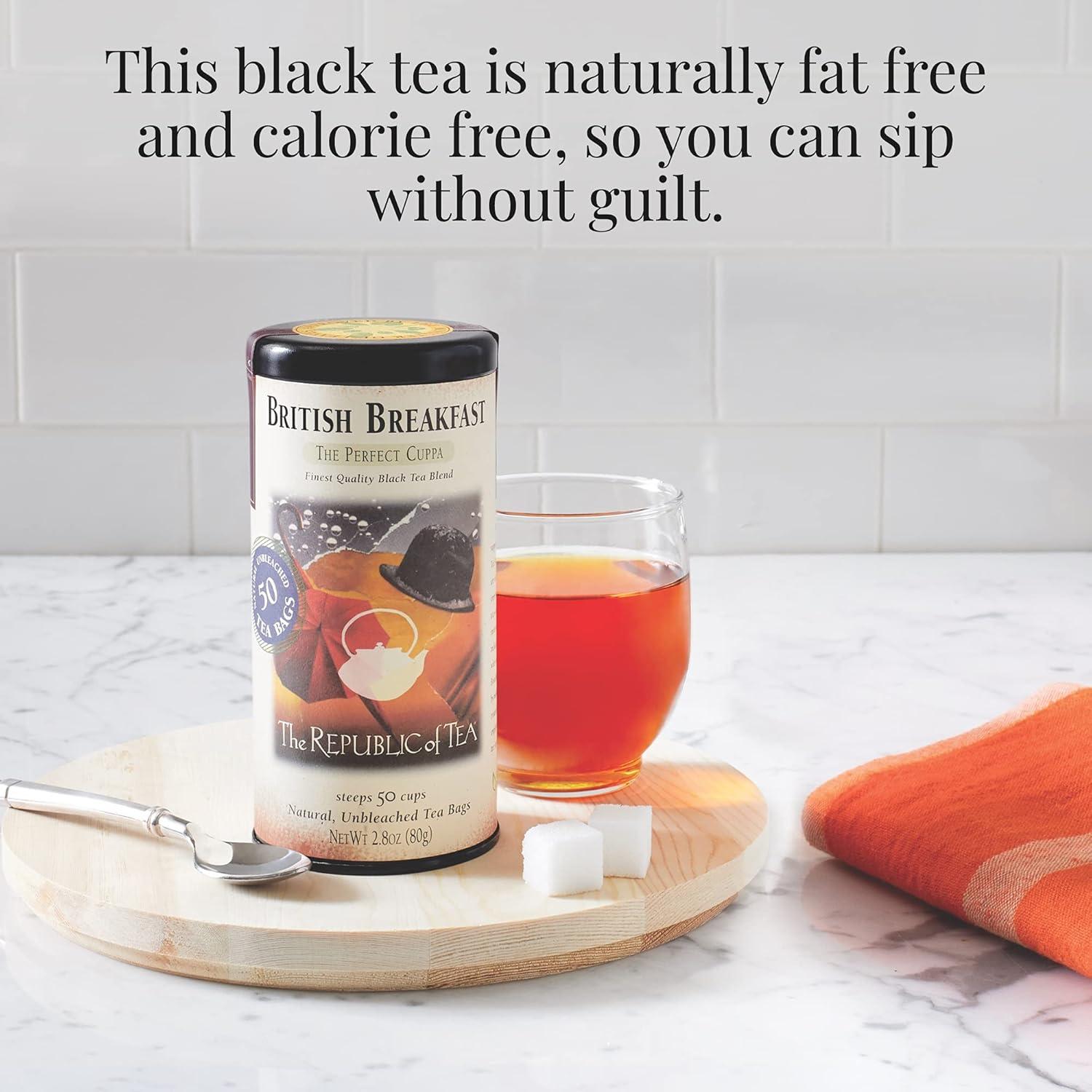 imageThe Republic of Tea British Breakfast Tea 28 oz Tin 50 Tea Bags Gourmet Black Tea Caffeinated50 Count Pack of 1