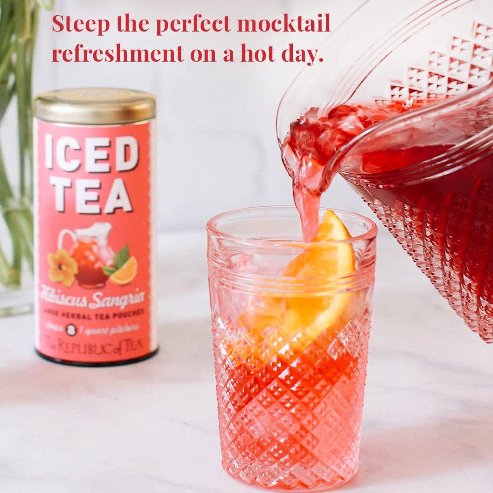 imageThe Republic of Tea Hibiscus Sangria Iced Herbal Tea 8 Large QuartSized Iced Tea Pouches Naturally Caffeine Free