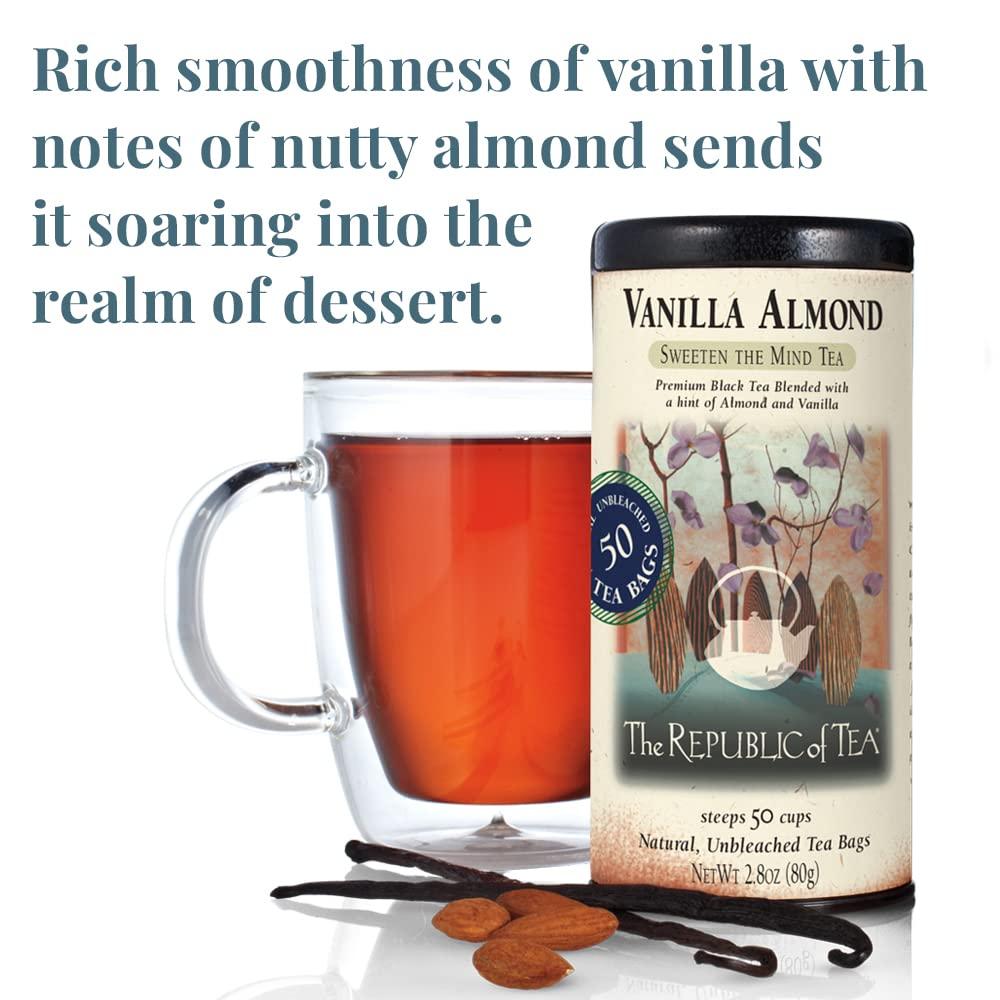 imageThe Republic of Tea Vanilla Almond Black Tea Tin 50 Tea Bags Naturally Caffeinated250 Count Pack of 1