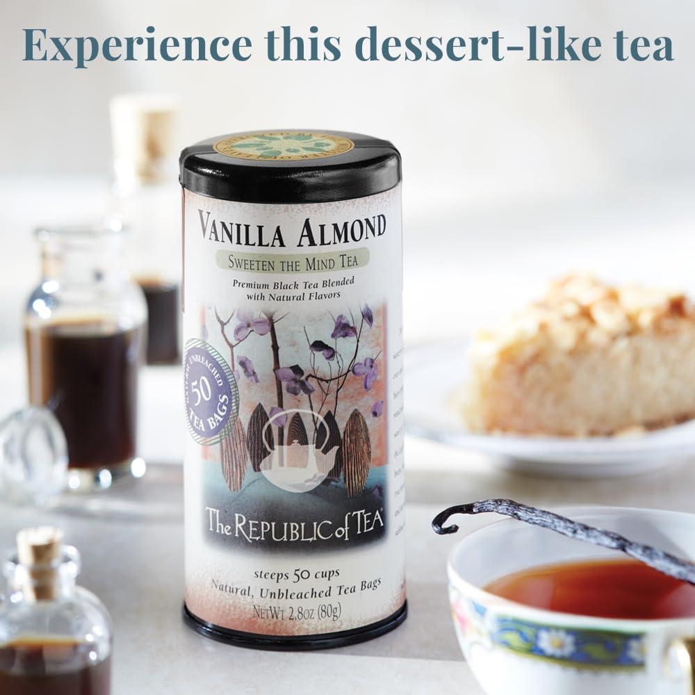 imageThe Republic of Tea Vanilla Almond Black Tea Tin 50 Tea Bags Naturally Caffeinated50 Count Pack of 1