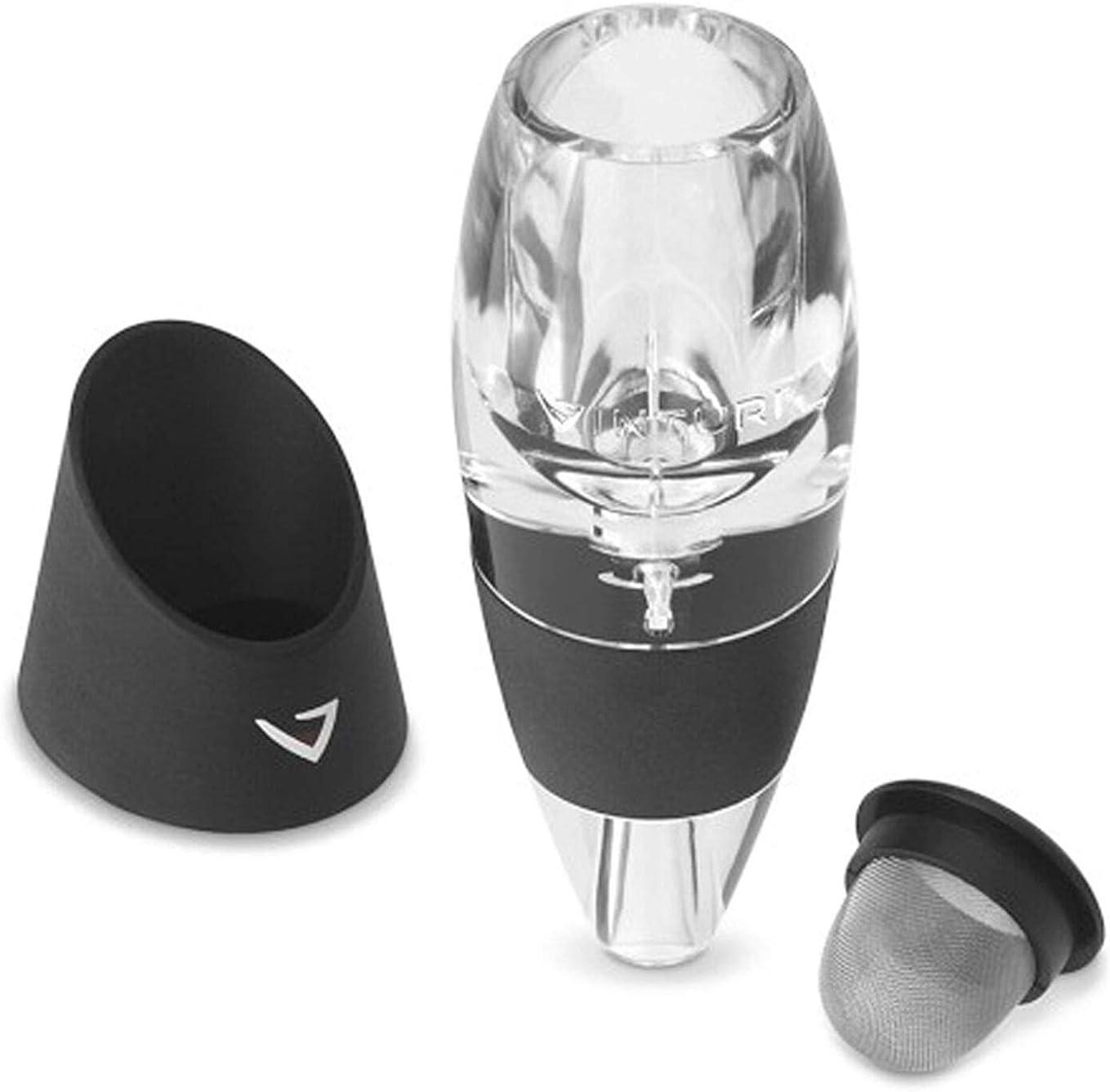 imageVinturi Wine Aerator Pourer and Decanter for Red Wines Patented Design Perfectly Aerates Wines By The Glass or Bottle With Distinctive Sound Includes NoDrip Base amp Sediment Screen Black
