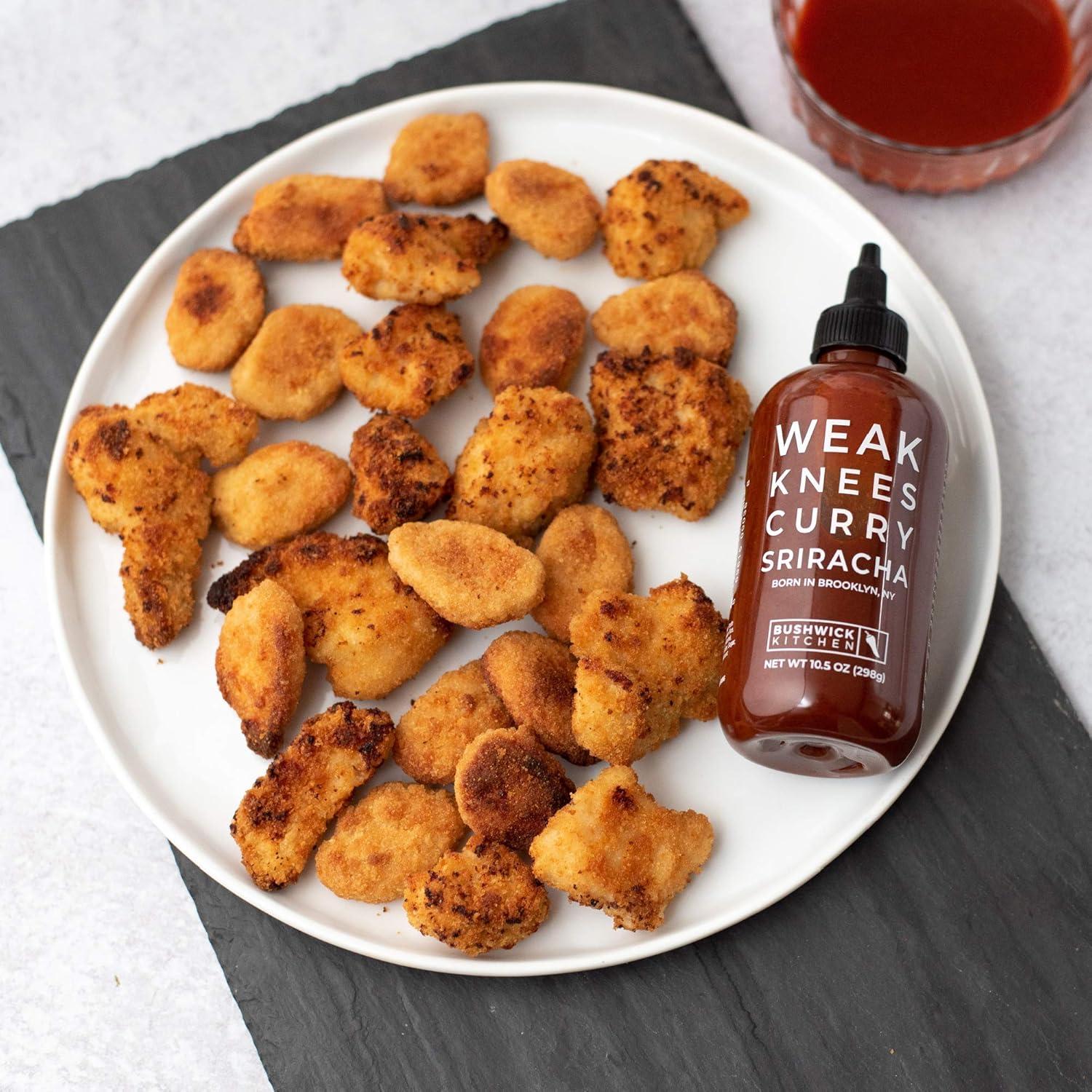 imageWeak Knees Gochujang Sriracha Hot Sauce Infused with Bold Korean Gochujang Paste amp Classic Spicy Sriracha Made in the USA 105oz Squeeze BottleCurry Sriracha 105oz