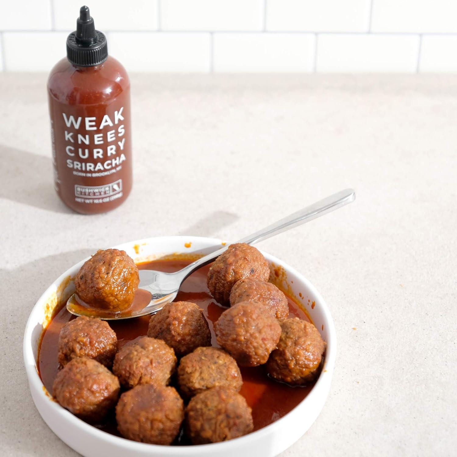 imageWeak Knees Gochujang Sriracha Hot Sauce Infused with Bold Korean Gochujang Paste amp Classic Spicy Sriracha Made in the USA 105oz Squeeze BottleCurry Sriracha 105oz