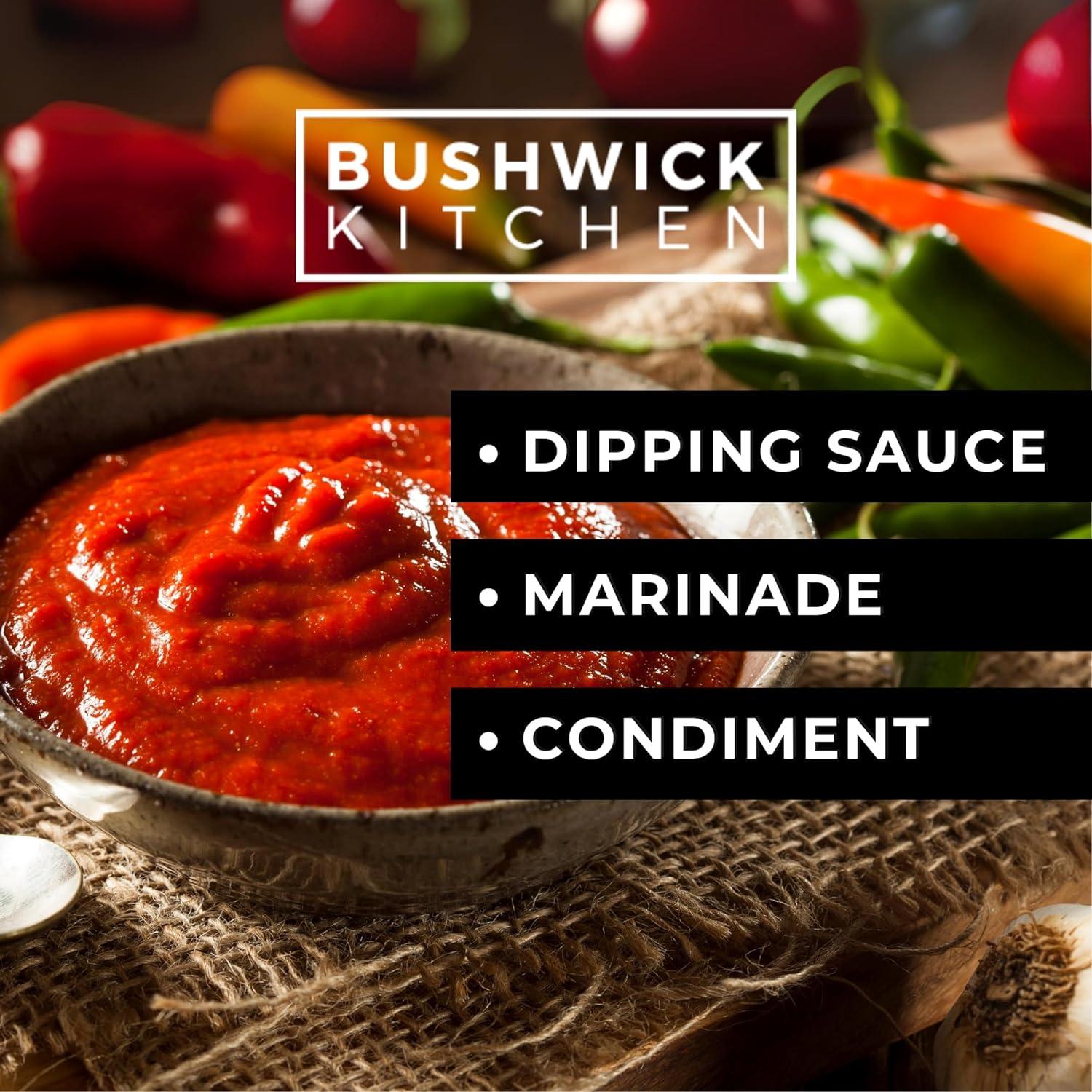 imageWeak Knees Gochujang Sriracha Hot Sauce Infused with Bold Korean Gochujang Paste amp Classic Spicy Sriracha Made in the USA 105oz Squeeze BottleGochujang Sriracha 64oz