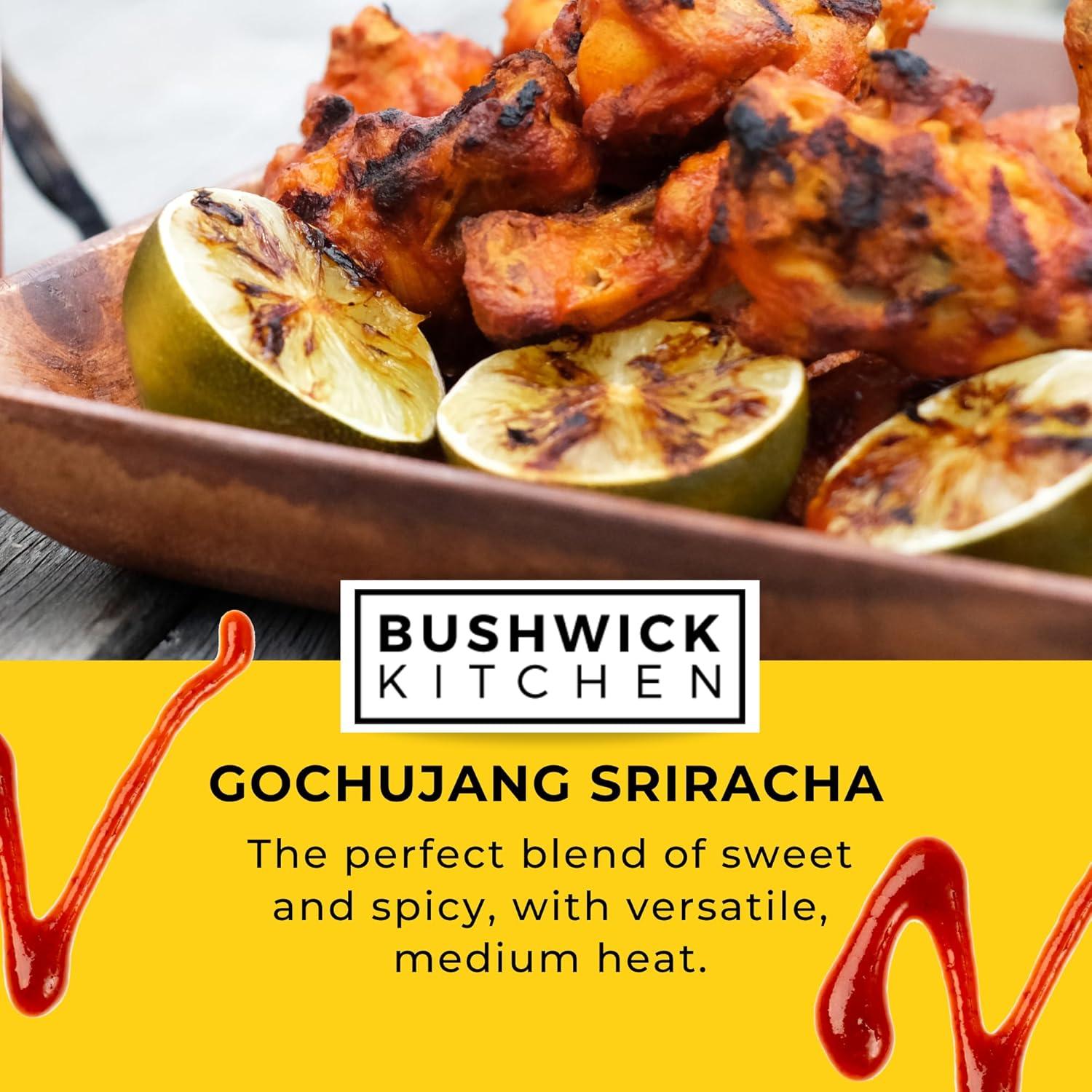imageWeak Knees Gochujang Sriracha Hot Sauce Infused with Bold Korean Gochujang Paste amp Classic Spicy Sriracha Made in the USA 105oz Squeeze BottleSuper Spicy Sriracha 105oz