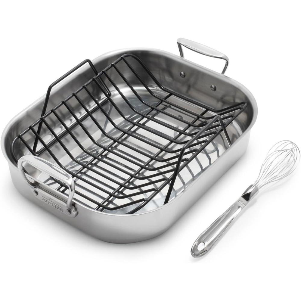 imageAllClad Stainless Steel Roasting Pan with Nonstick Rack Silver